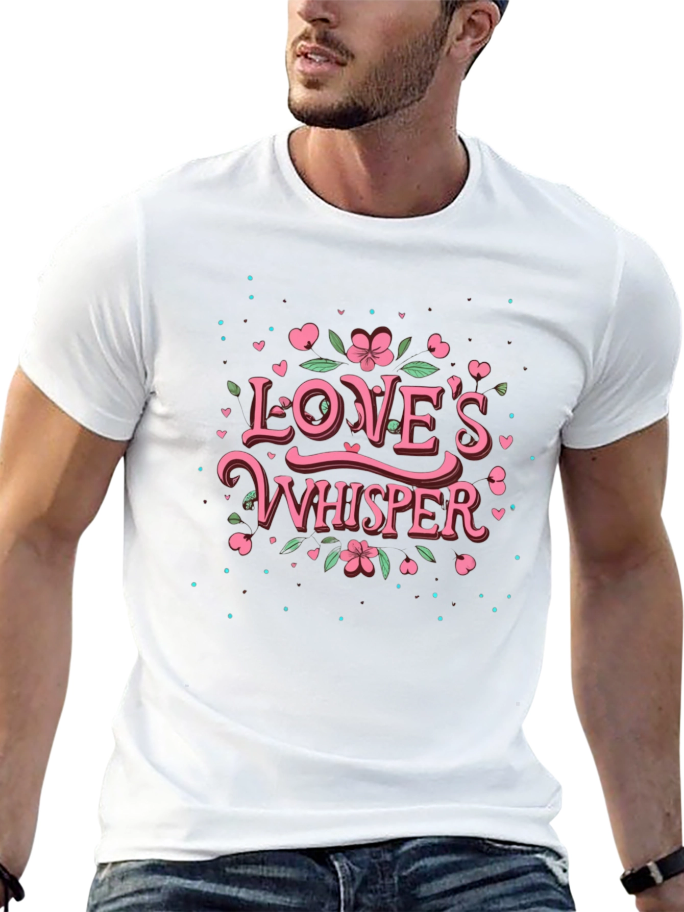 Camiseta Negra Loves Whisper Floral Romántica