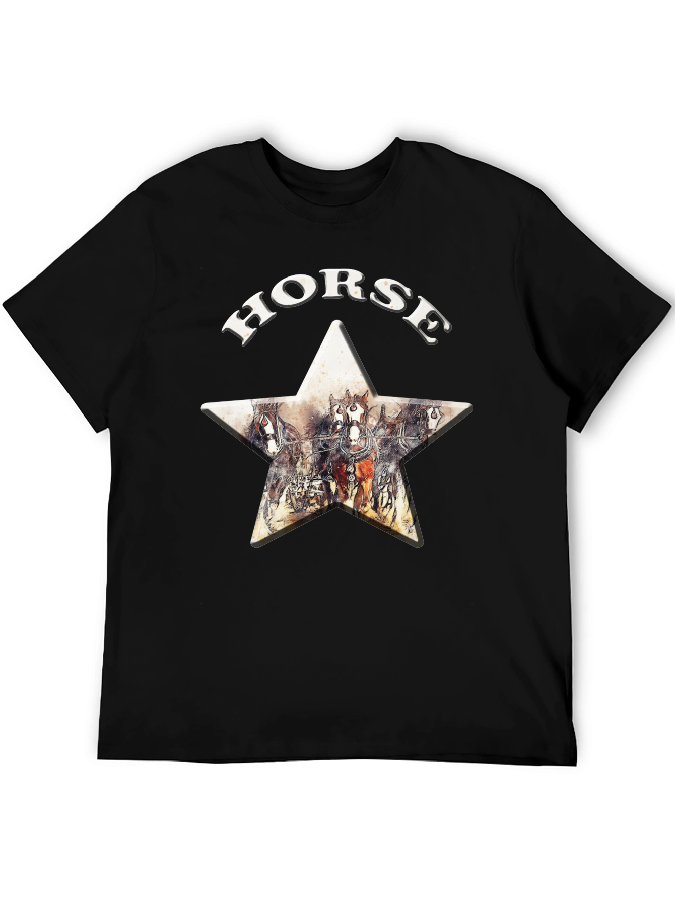 Camiseta Negra Horse Estampado Estrella