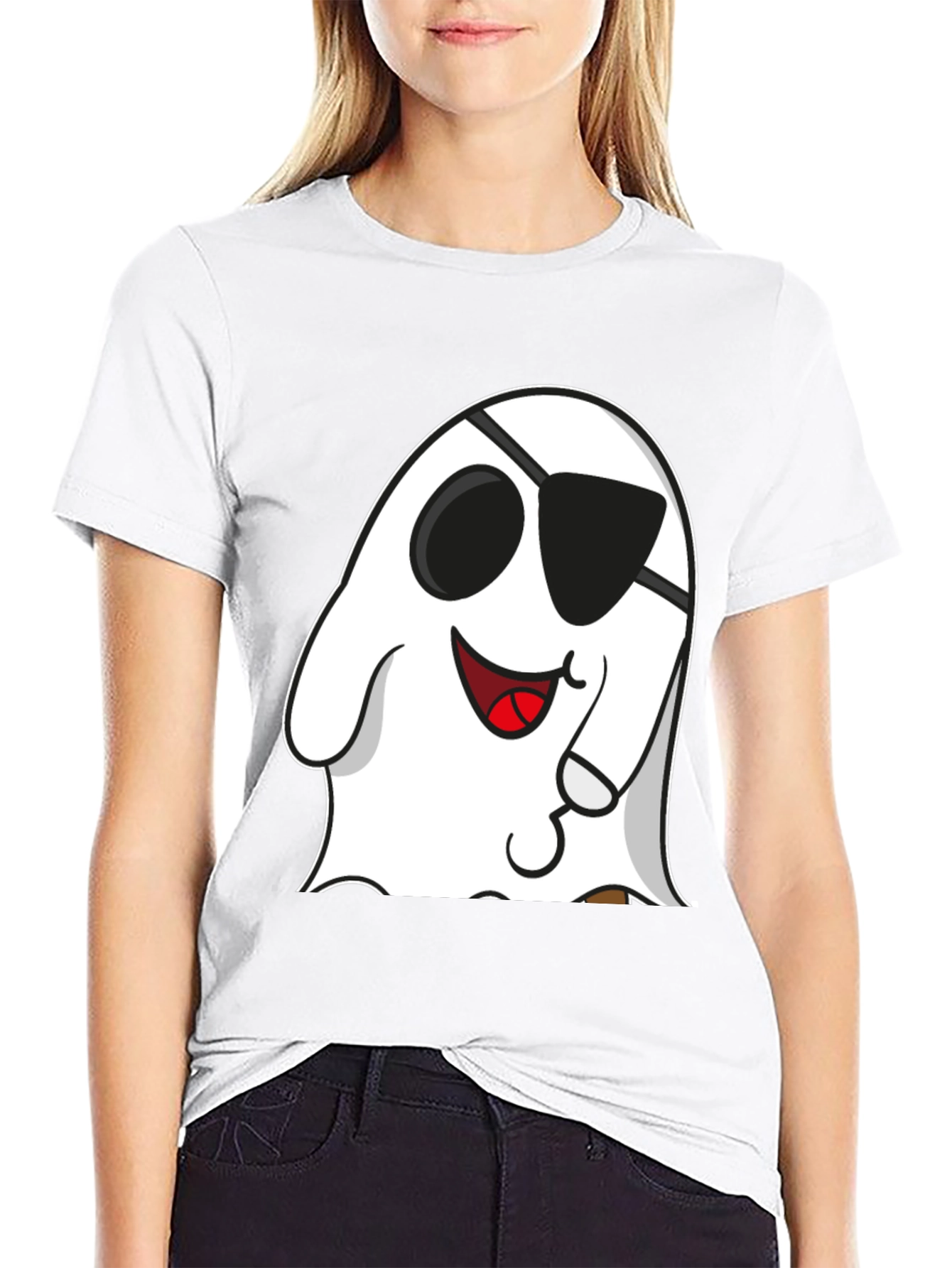 Camiseta Negra con Fantasma Pirata