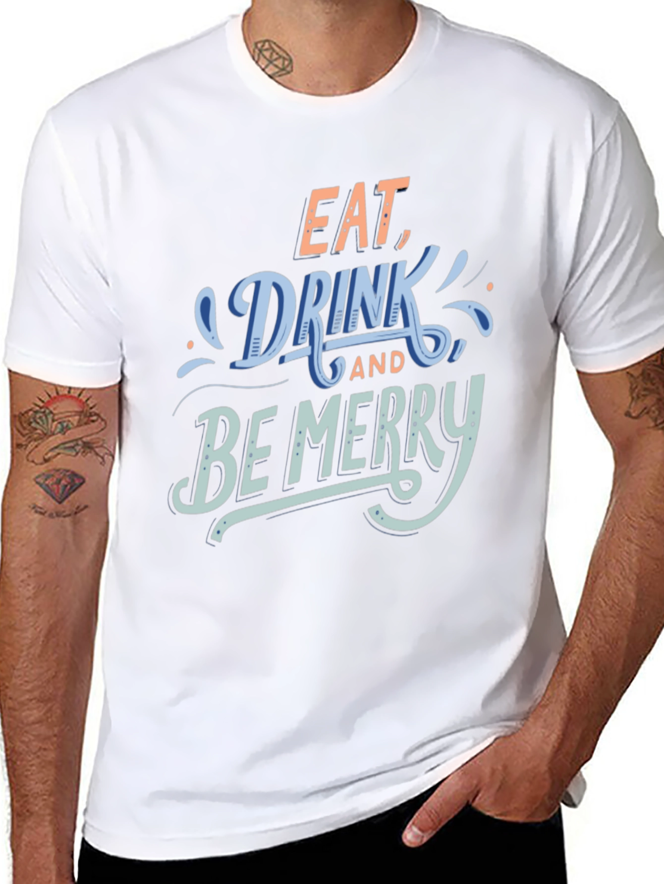 Camiseta Negra: Eat Drink and Be Merry