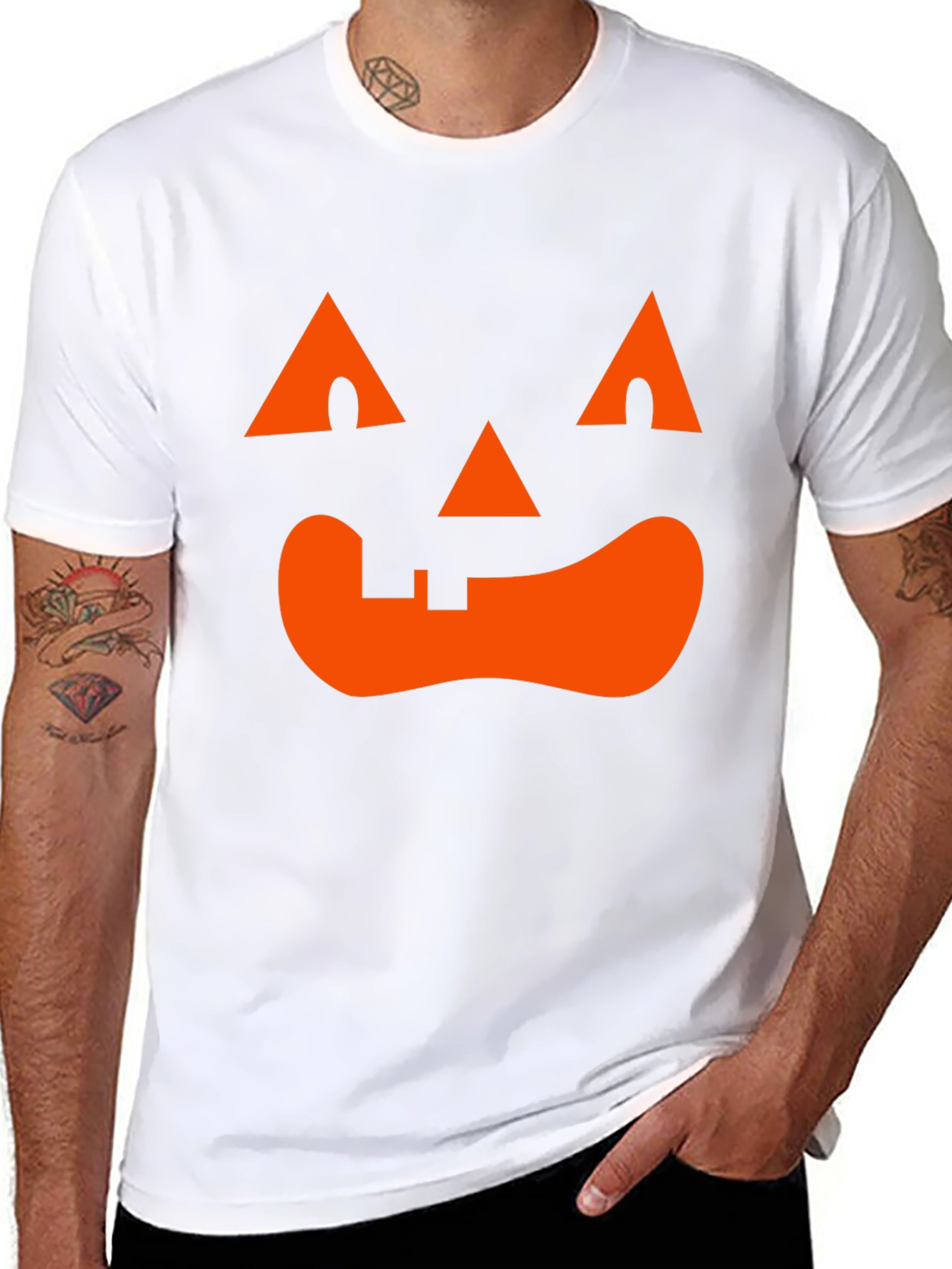 Camiseta Halloween Cara Calabaza Naranja