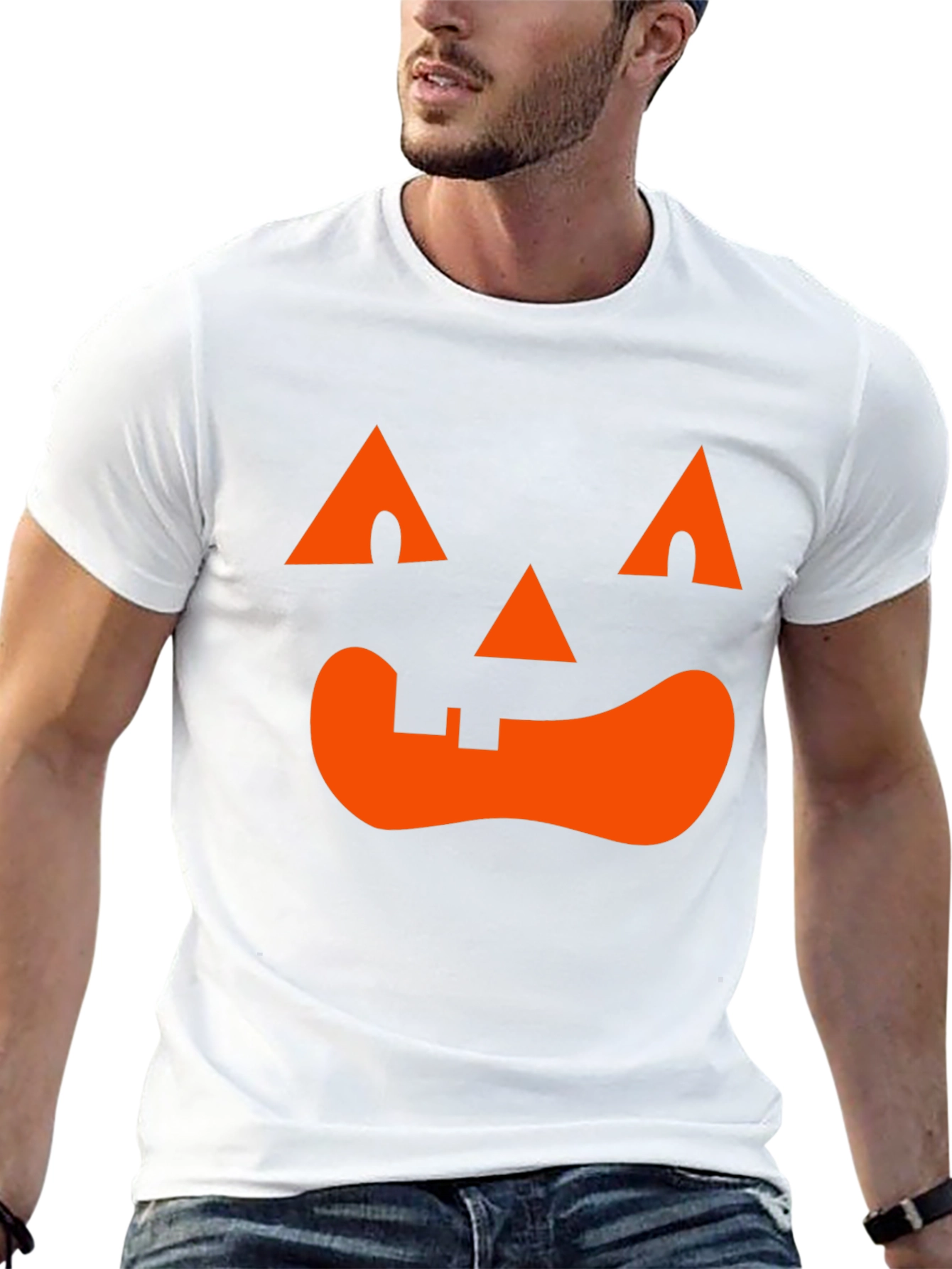 Camiseta Halloween Cara Calabaza Naranja