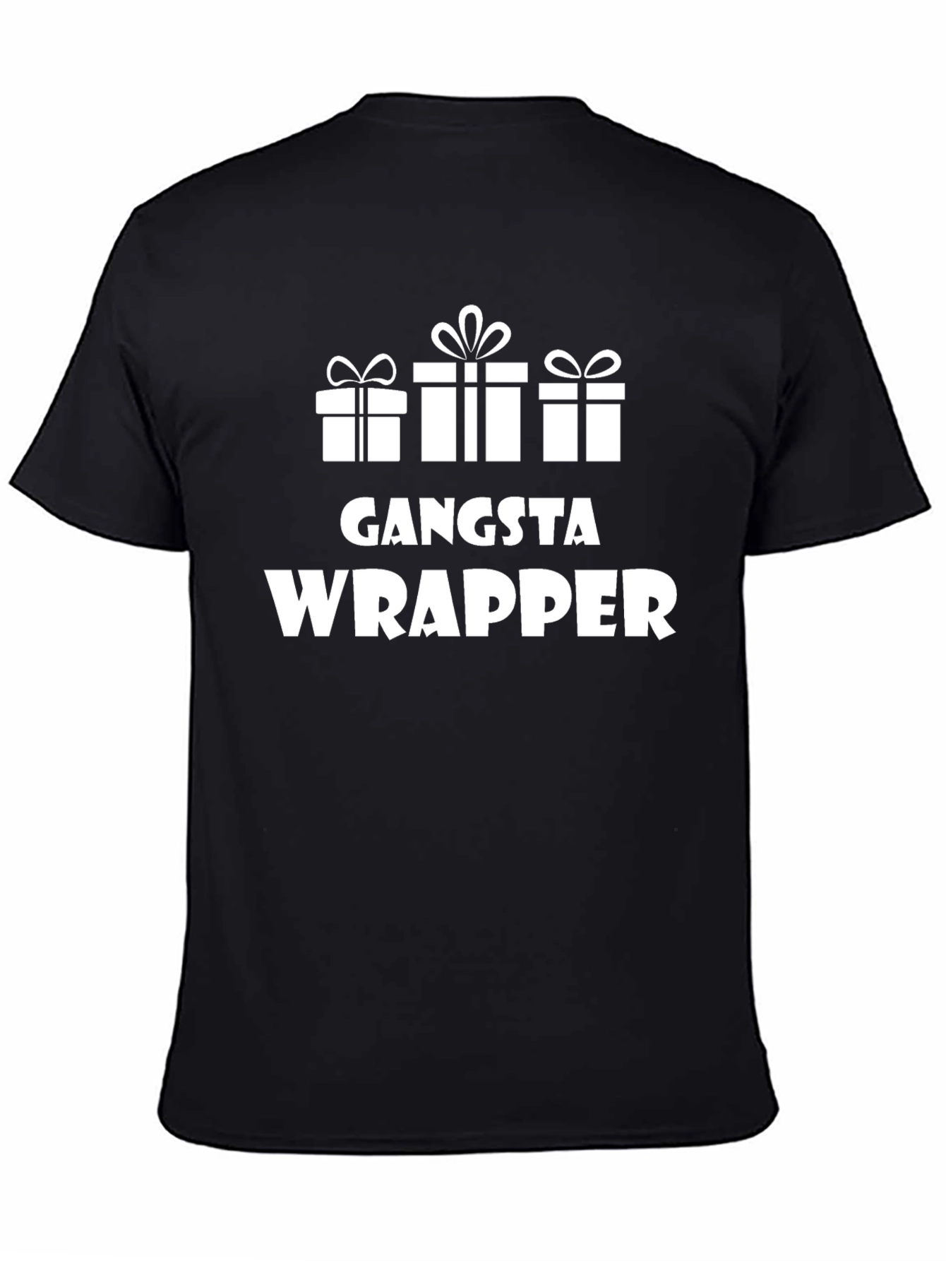 Camiseta Negra Gangsta Wrapper con Diseño Navideño