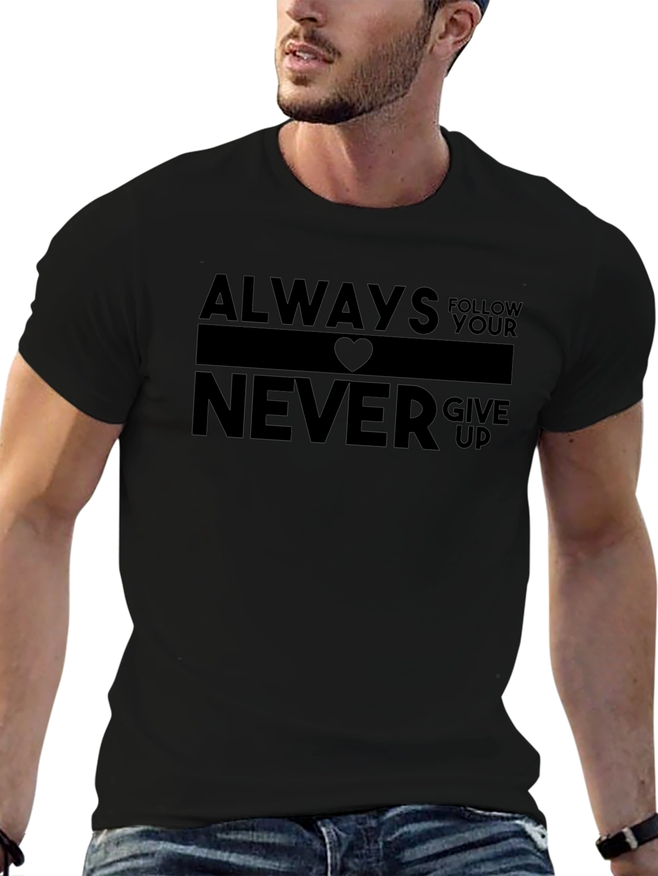 Camiseta Hombre Negra: Always Follow Your Heart