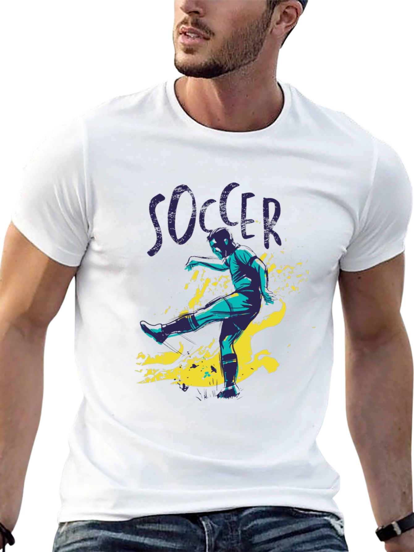 Camiseta Negra Hombre Diseño Futbol Soccer