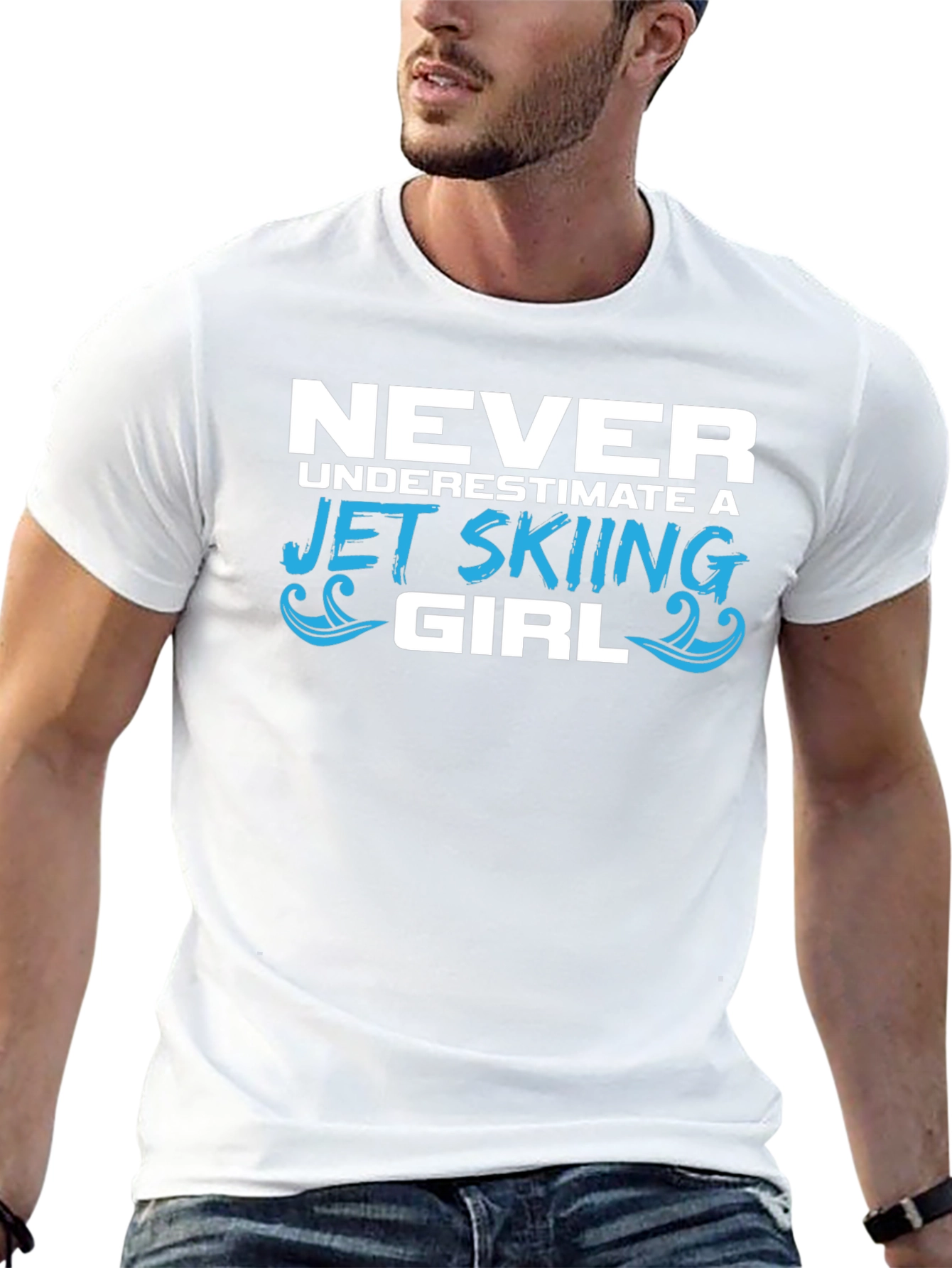 Camiseta Negra Jet Skiing Girl para Mujer