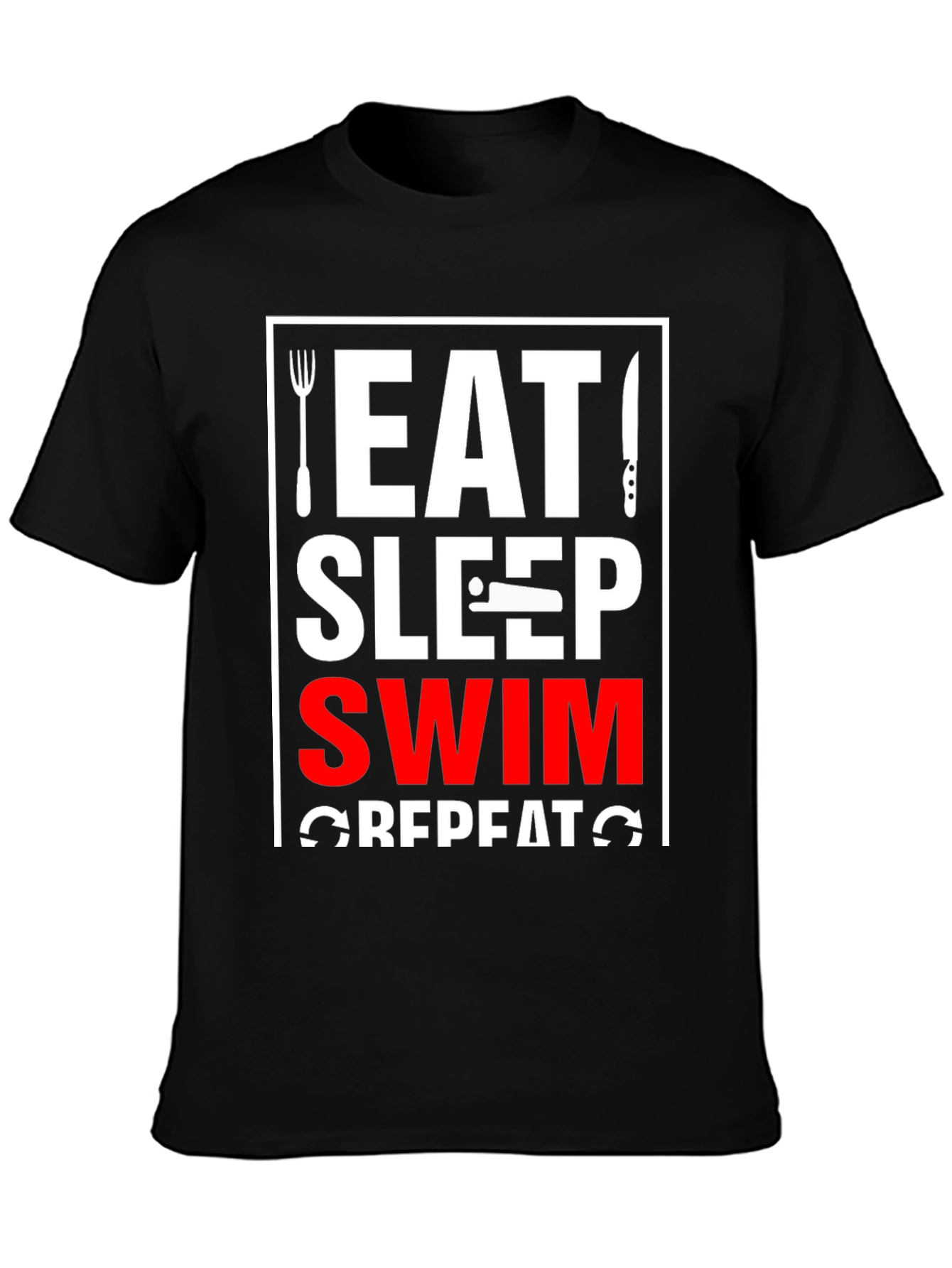 Camiseta Negra Eat Sleep Swim Repeat