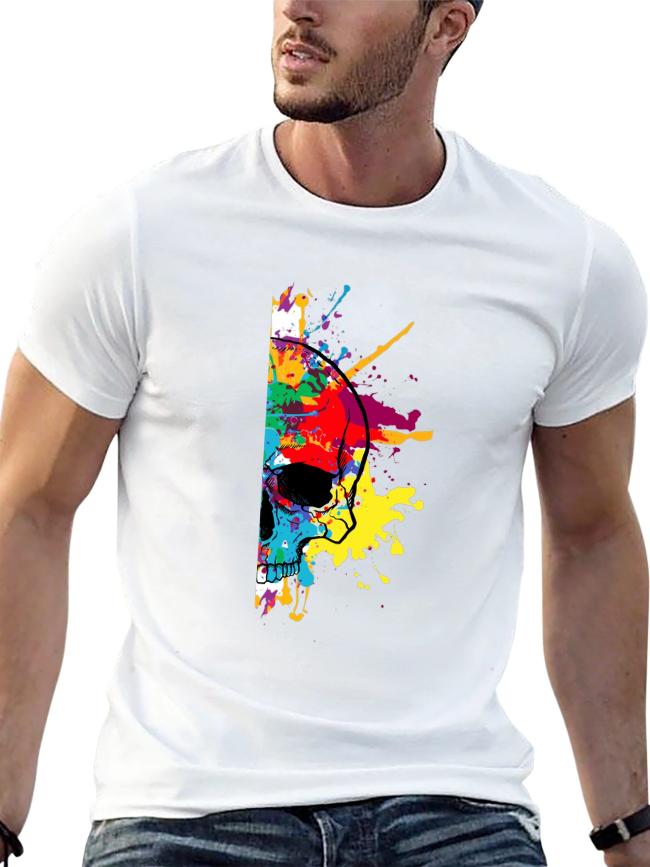 Camiseta Negra Calavera Abstracta