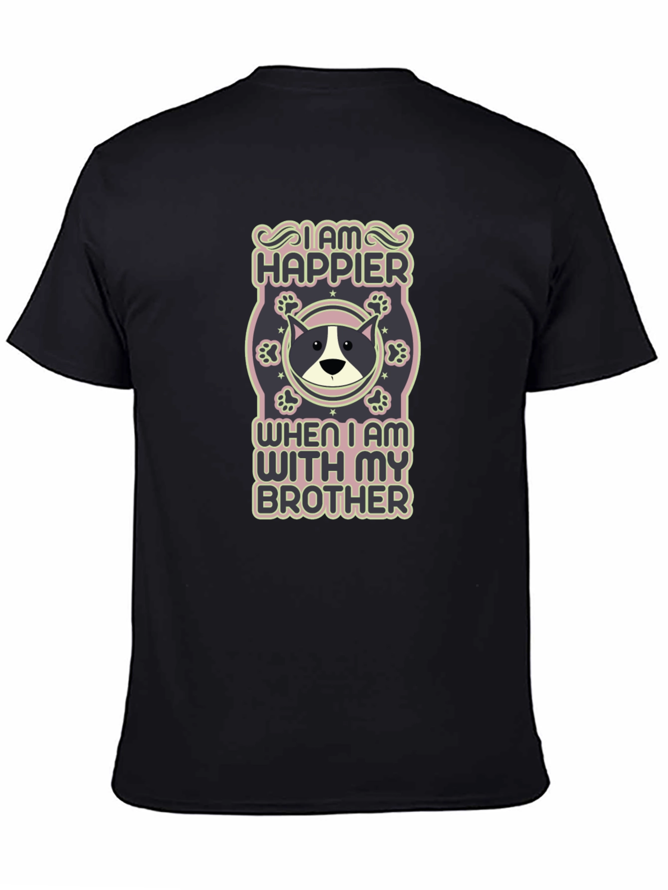 Camiseta Negra: Soy Más Feliz Con Mi Hermano Canino