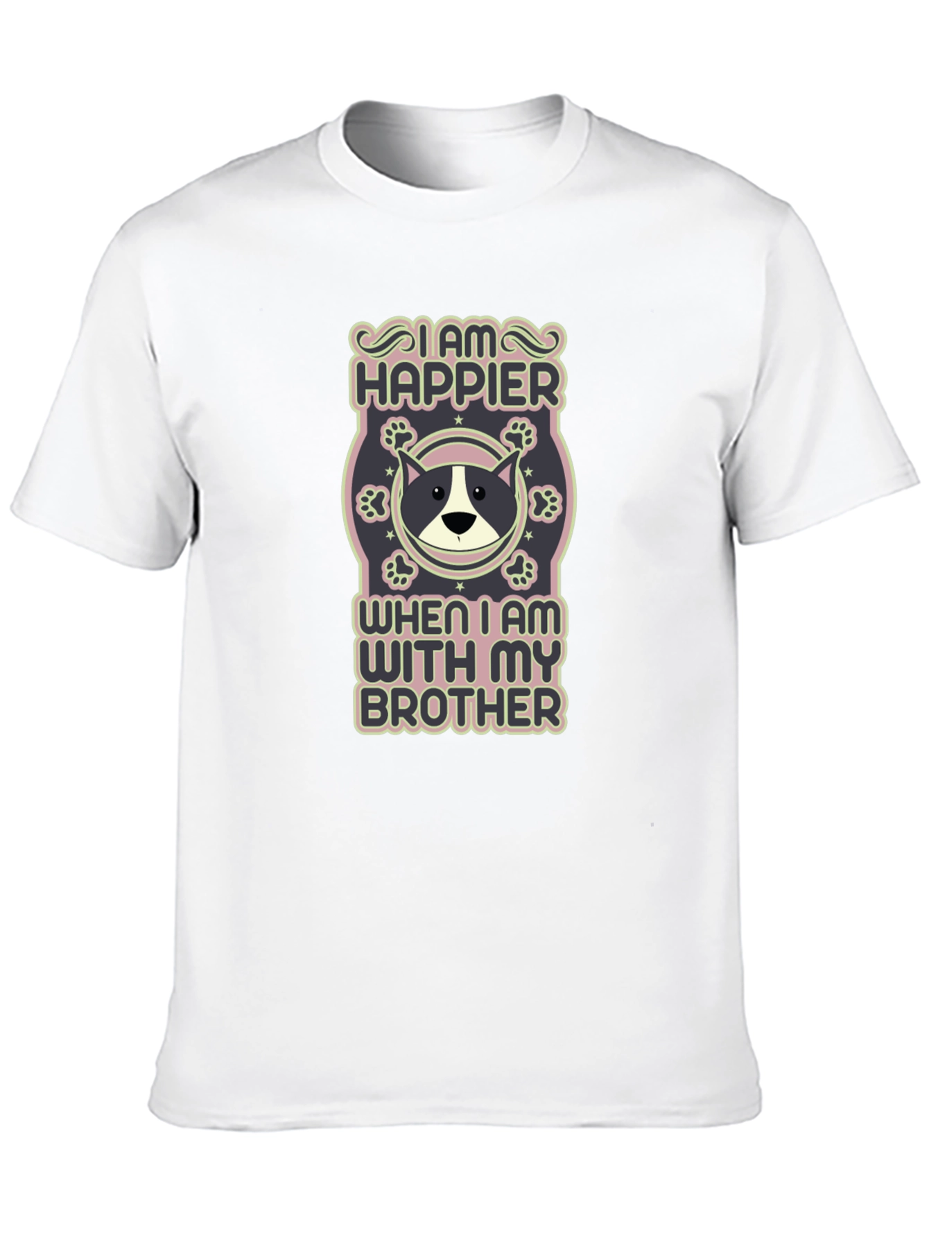Camiseta Negra: Soy Más Feliz Con Mi Hermano Canino