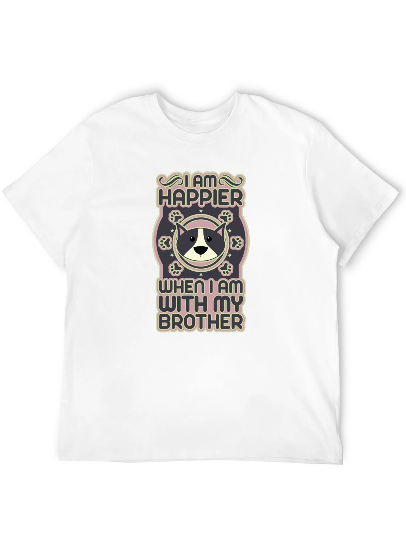 Camiseta Negra: Soy Más Feliz Con Mi Hermano Canino