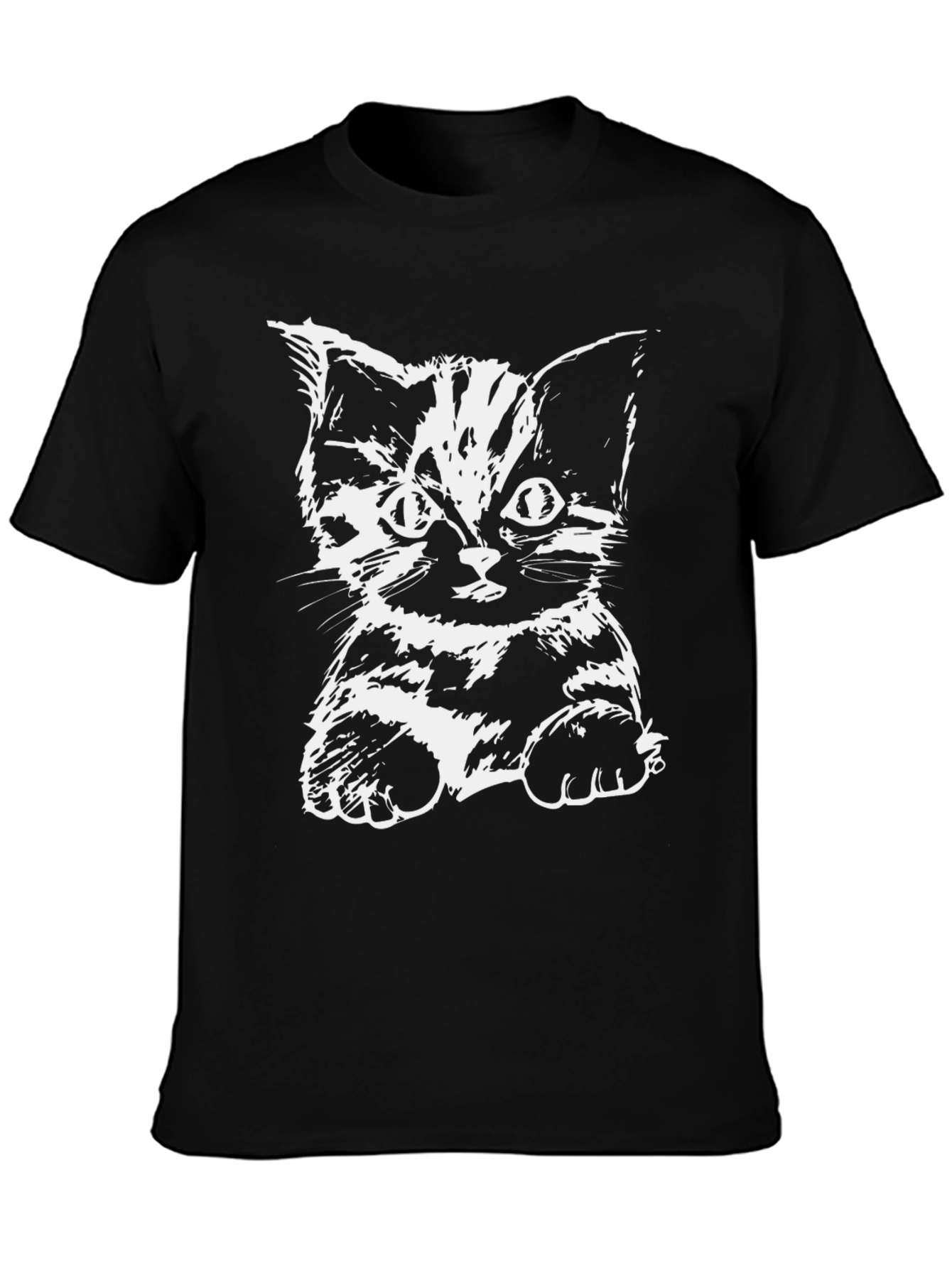 Camiseta Negra con Diseño de Gato