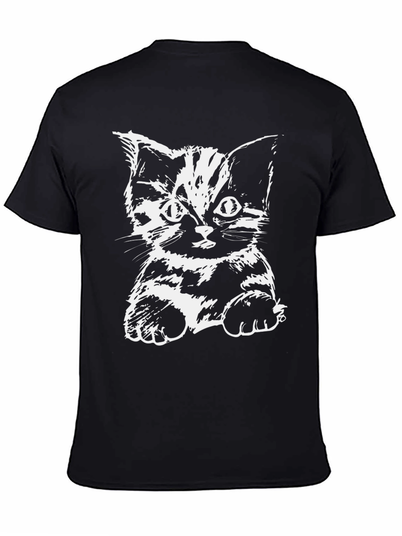 Camiseta Negra con Diseño de Gato