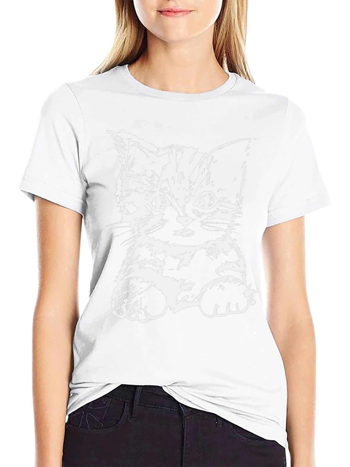 Camiseta Negra con Diseño de Gato