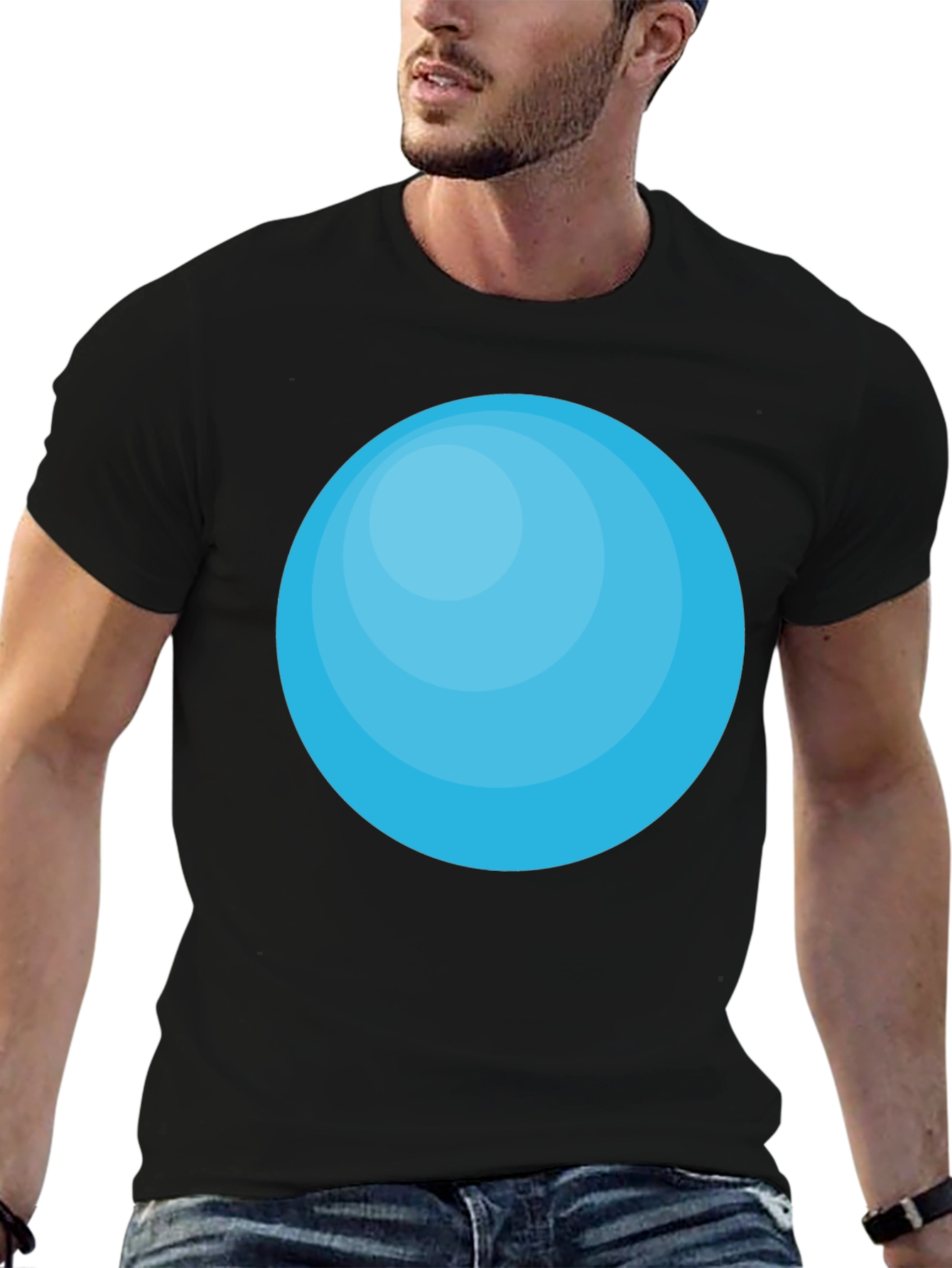 Camiseta Negra con Círculo Azul
