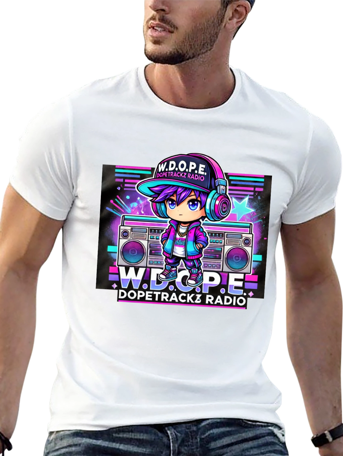 Camiseta Negra Estilo Retro W.D.O.P.E. DopeTrackz Radio