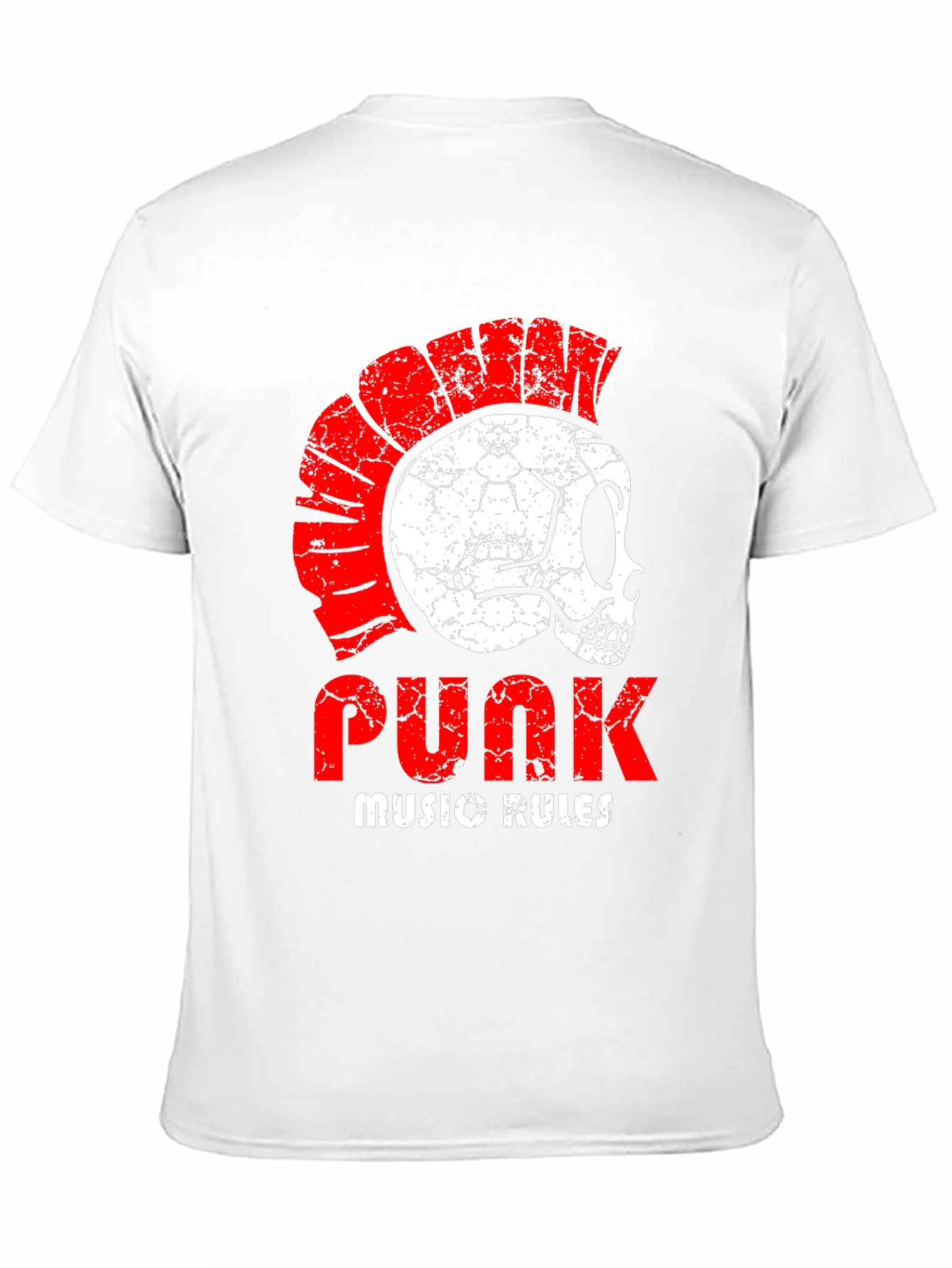 Camiseta Punk Rock con Calavera y Cresta Roja