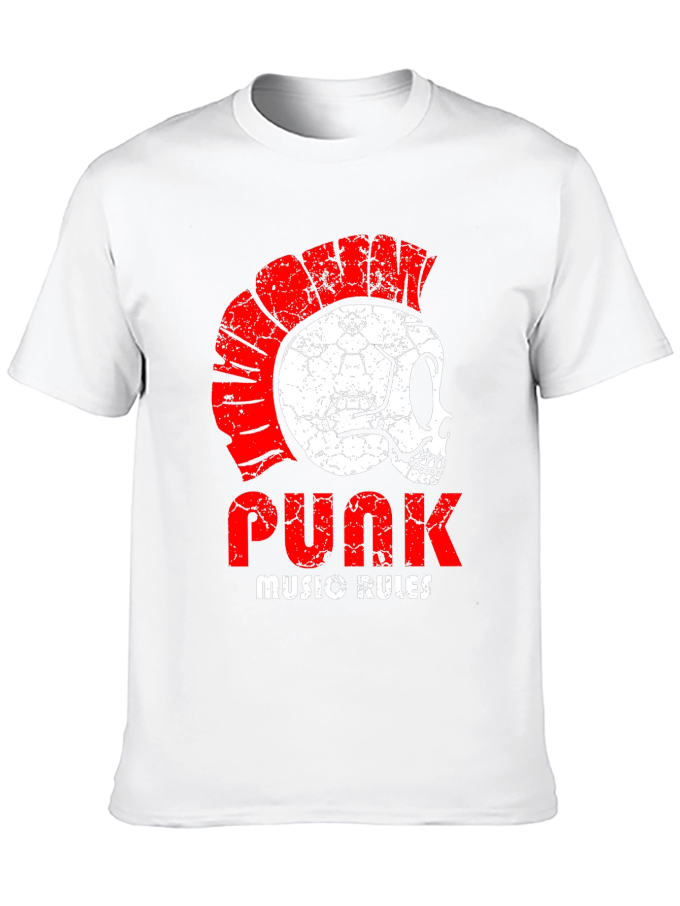 Camiseta Punk Rock con Calavera y Cresta Roja