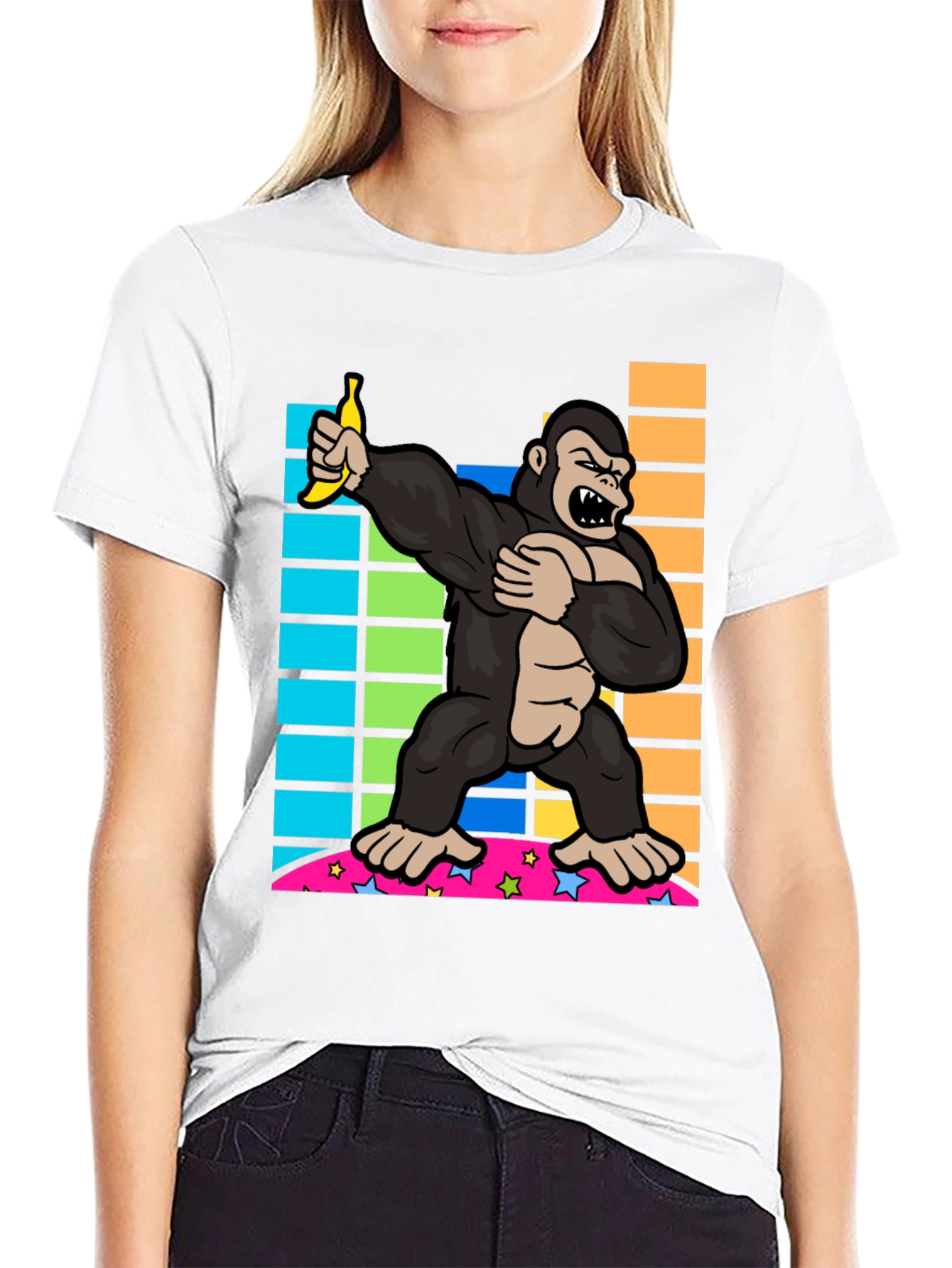 Camiseta Negra con Gorila Dabbing con Plátano