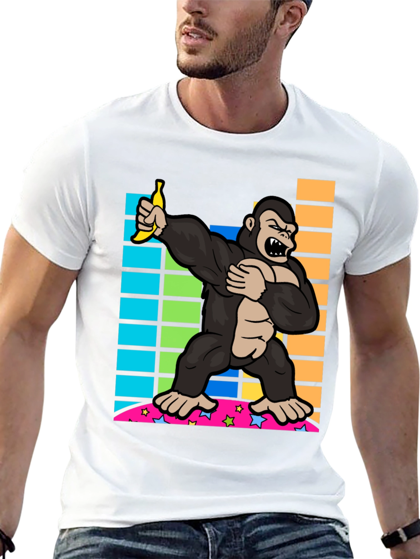 Camiseta Negra con Gorila Dabbing con Plátano