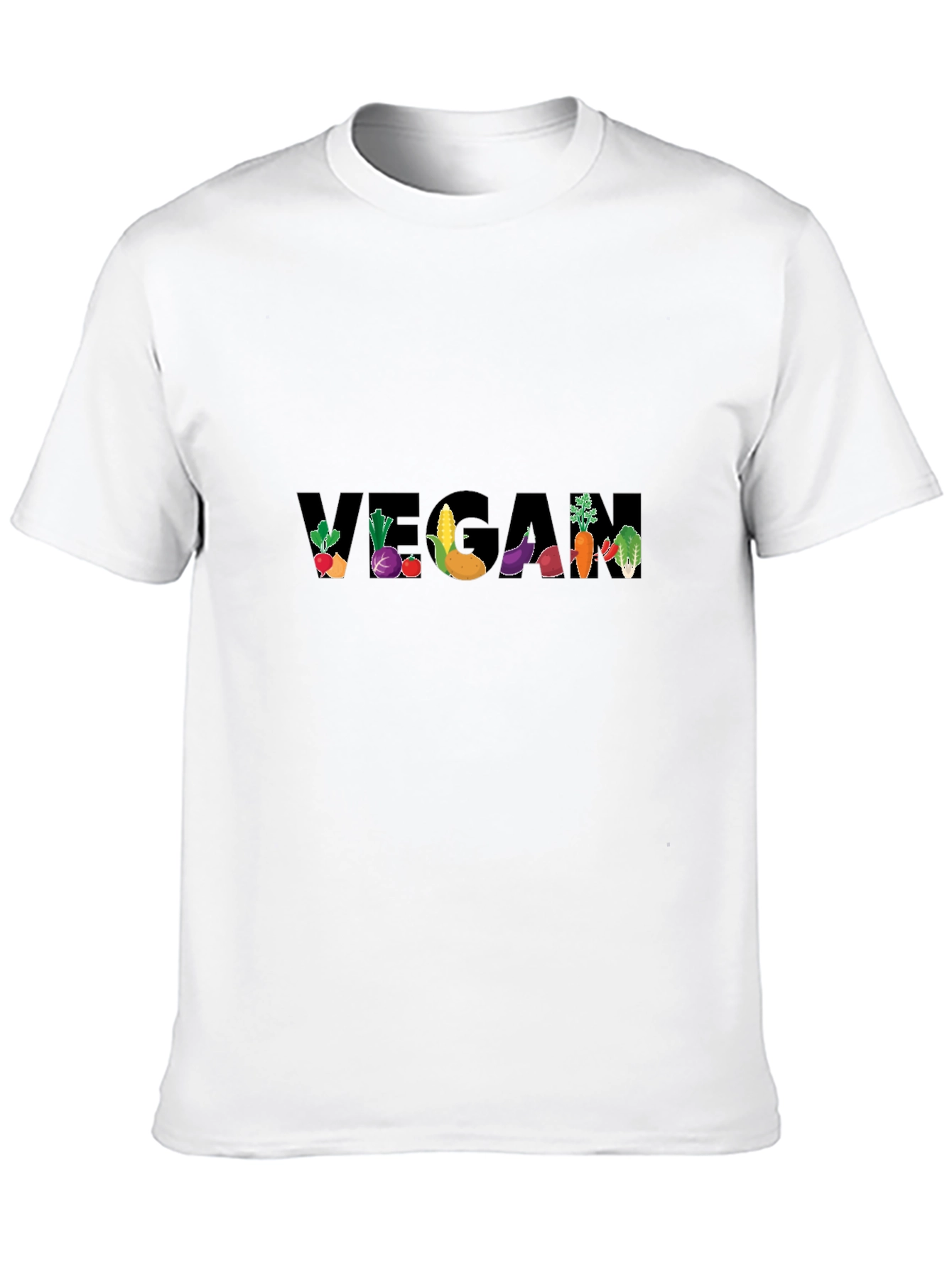 Camiseta Negra Vegana con Diseño de Vegetales