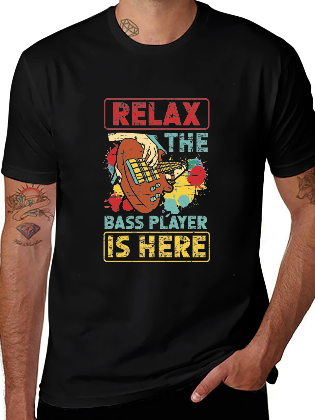 Camiseta Negra Relax The Bass Player Is Here
