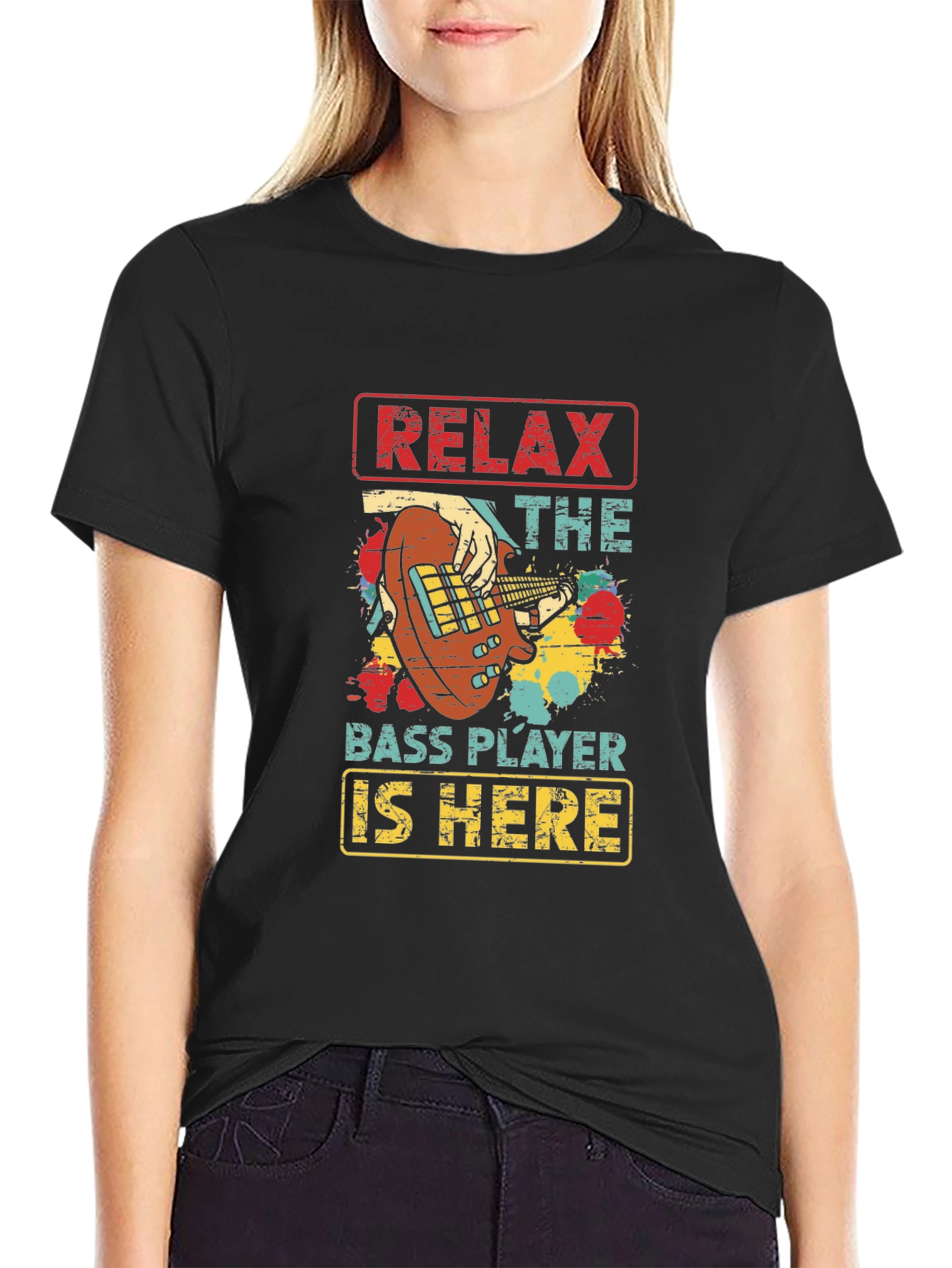 Camiseta Negra Relax The Bass Player Is Here