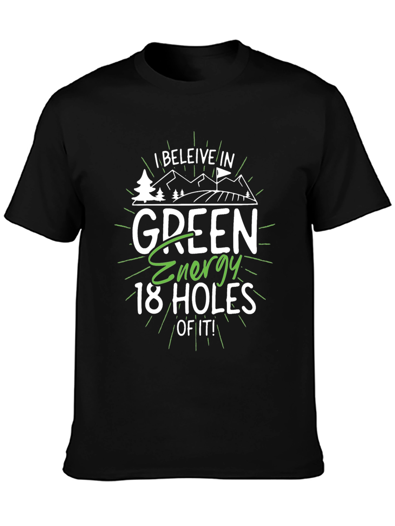 Camiseta Negra Energía Verde 18 Hoyos