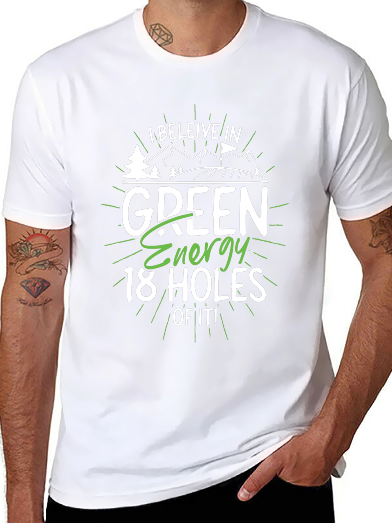 Camiseta Negra Energía Verde 18 Hoyos