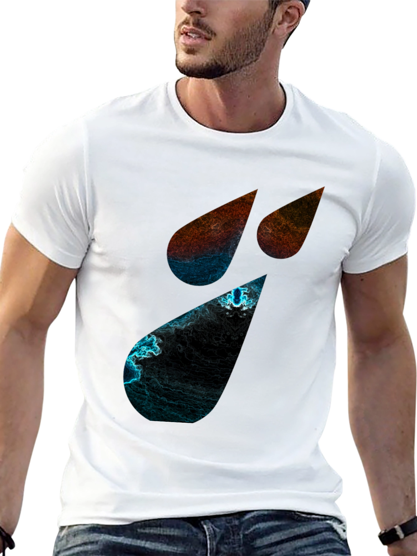 Camiseta Negra con Diseño Abstracto de Lágrimas