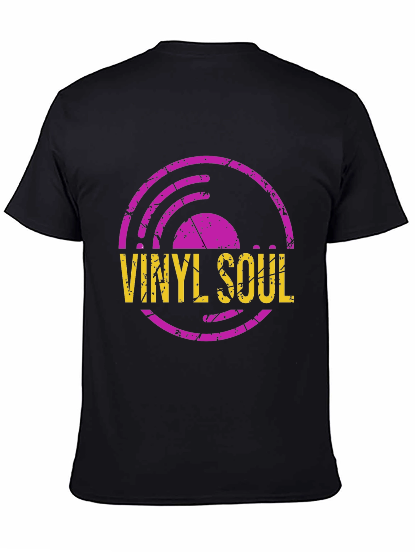 Camiseta Negra con Diseño de Vinilo Soul