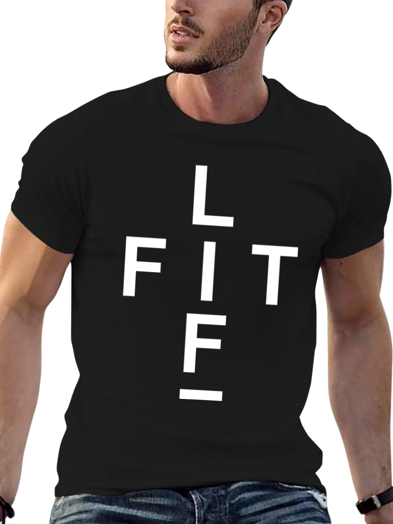Camiseta Negra con Diseño de Cruz LIFT