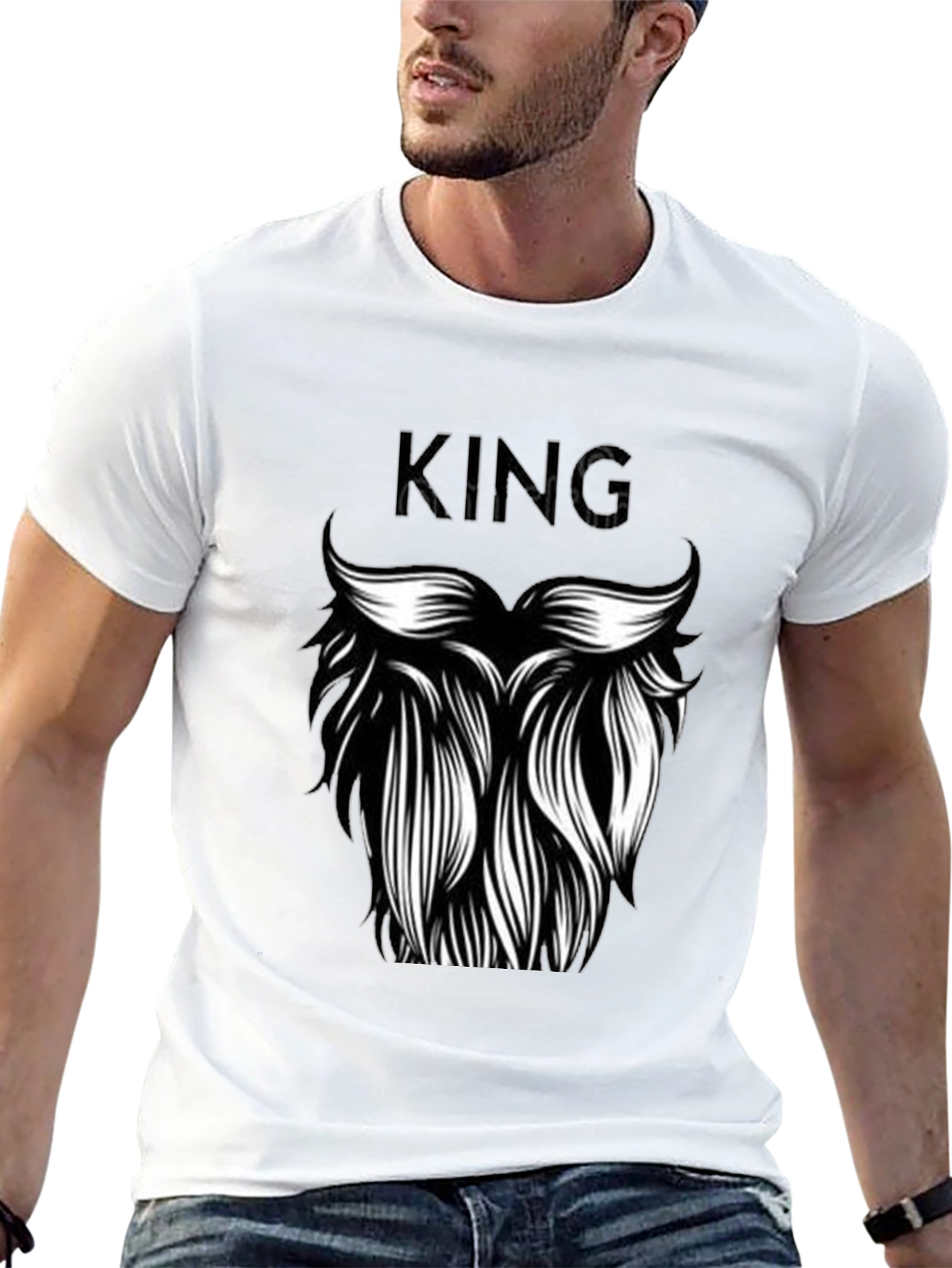 Camiseta Negra Hombre Diseño Rey Barba