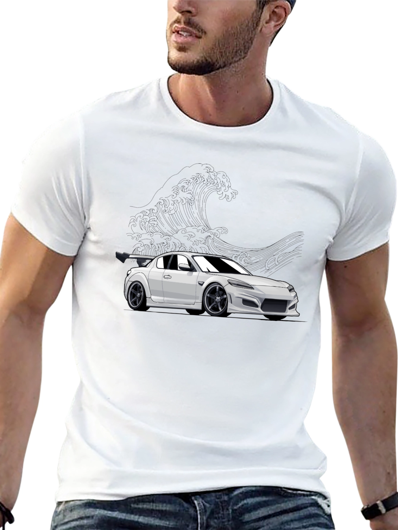 Camiseta Negra con Diseño de Coche Deportivo