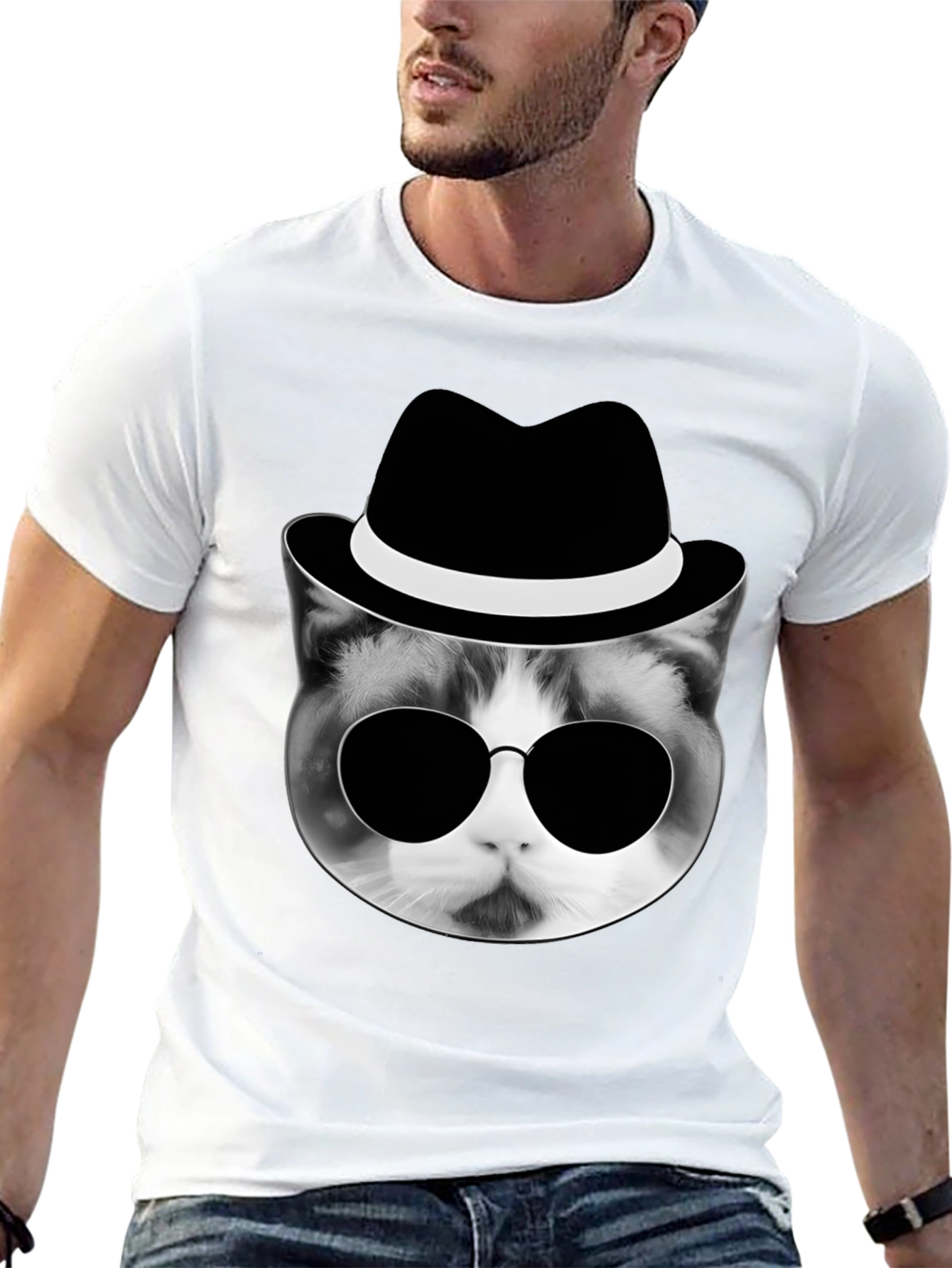 Camiseta Hombre Gato Gangster