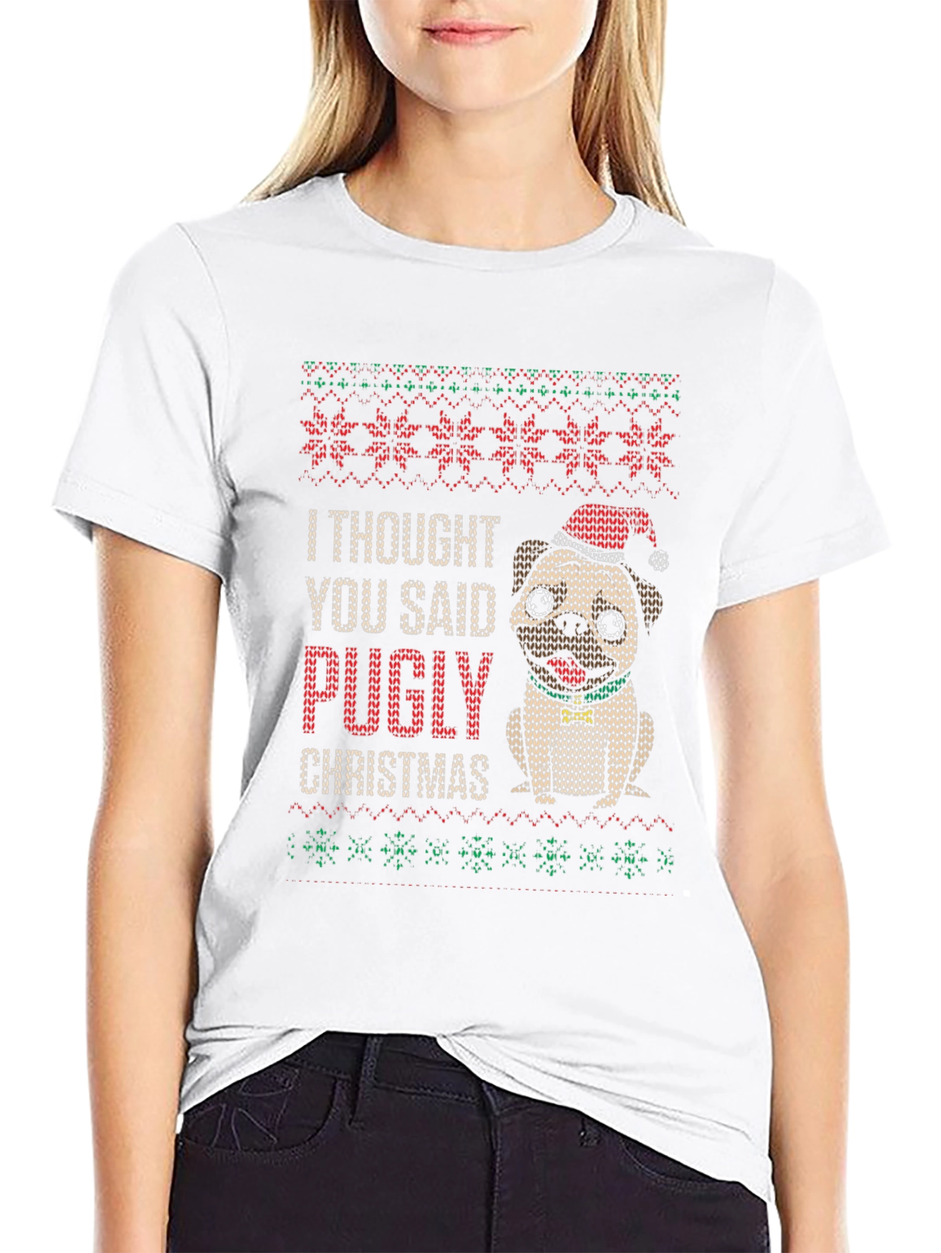Camiseta Navideña Pugly Christmas para Amantes de Pugs