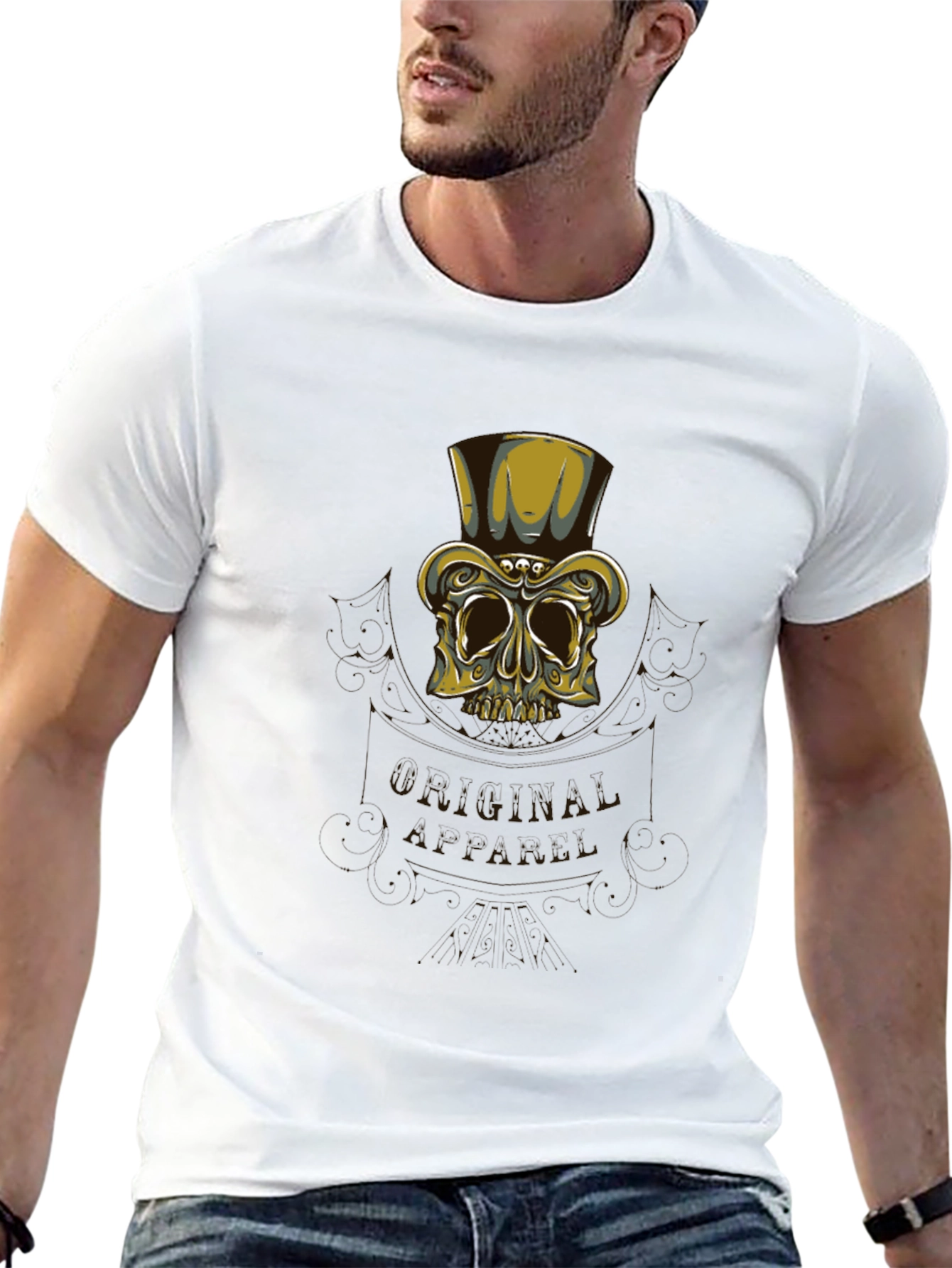 Camiseta Negra con Diseño Calavera Elegante
