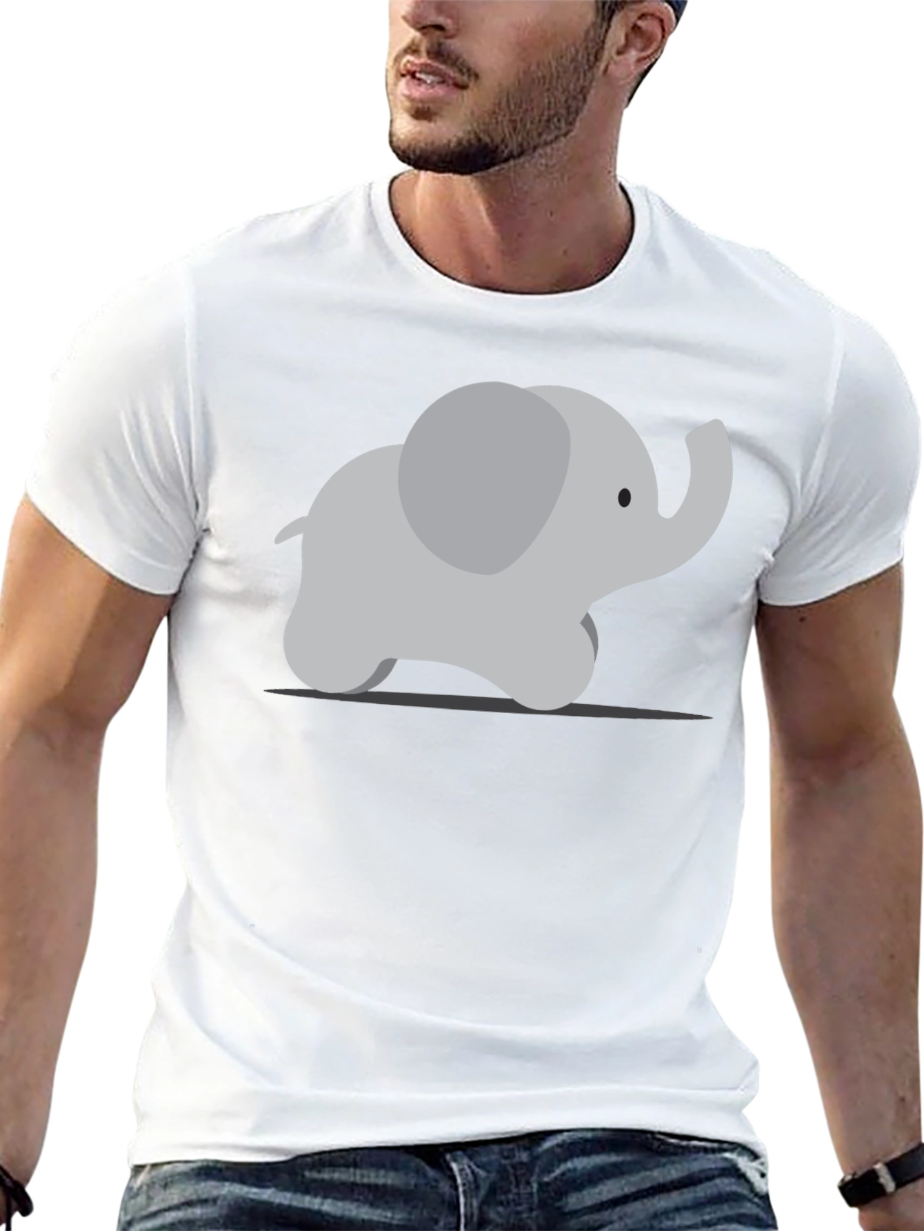 Camiseta Negra con Diseño de Elefante Adorable