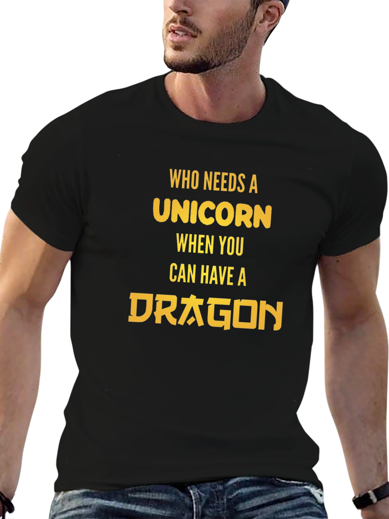 Camiseta Negra Dragón vs Unicornio
