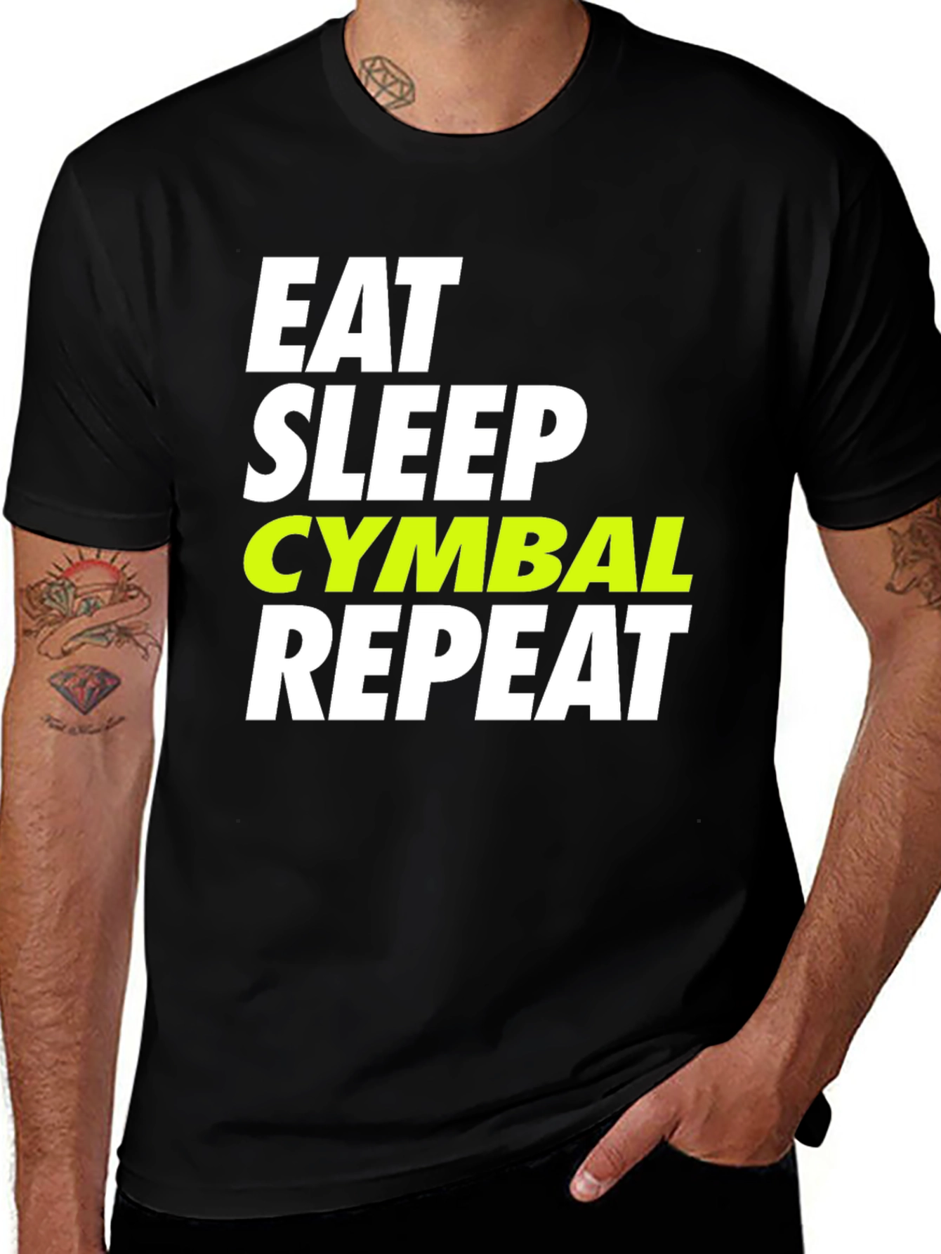 Camiseta Negra Eat Sleep Cymbal Repeat