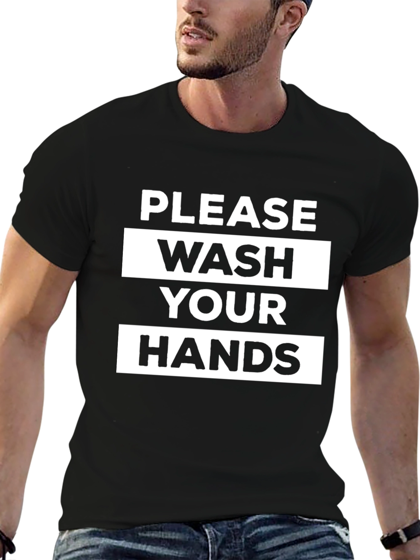 Camiseta Negra: Lávate Las Manos