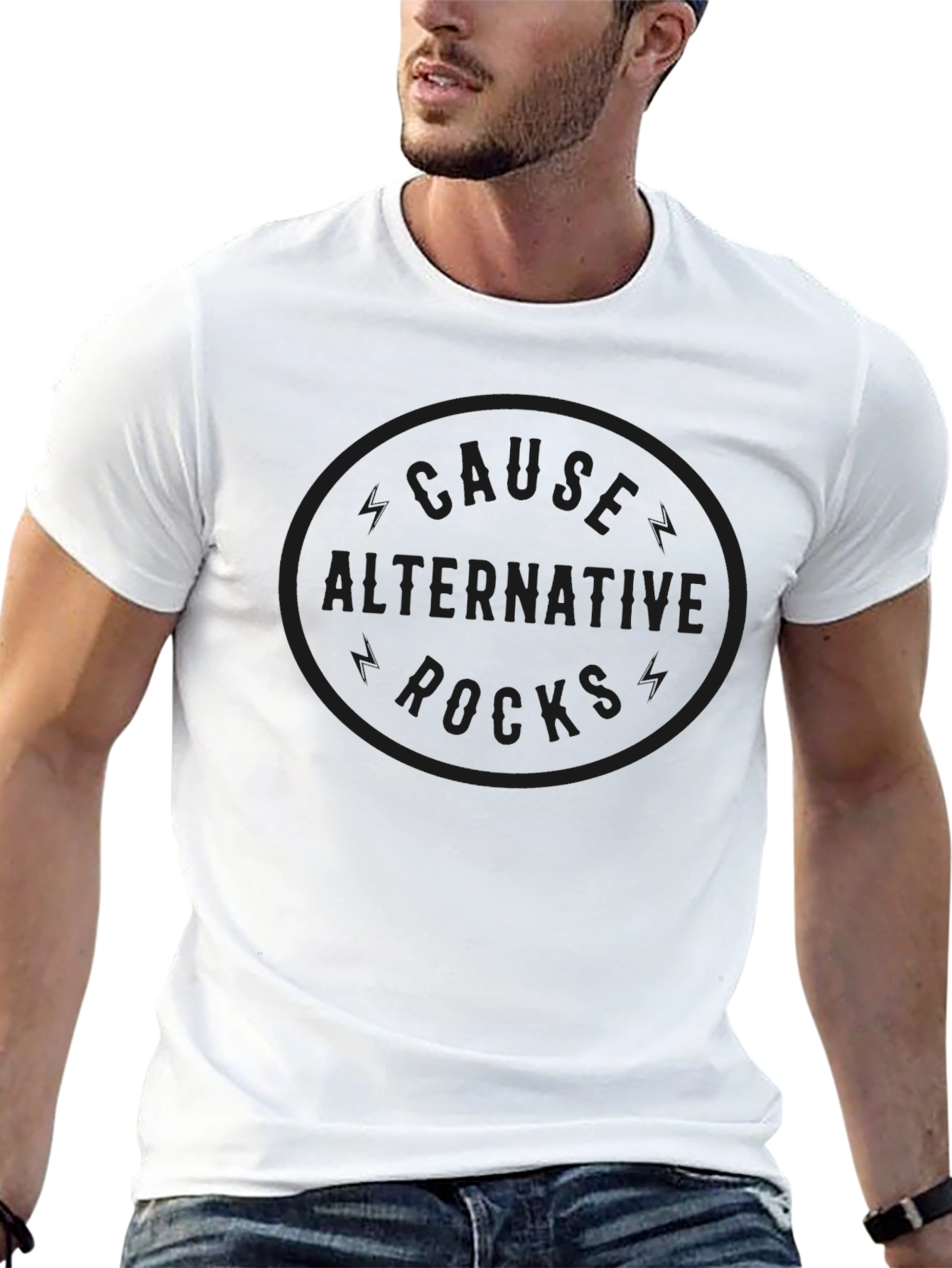 Camiseta Negra Cause Alternative Rocks Estilo Casual