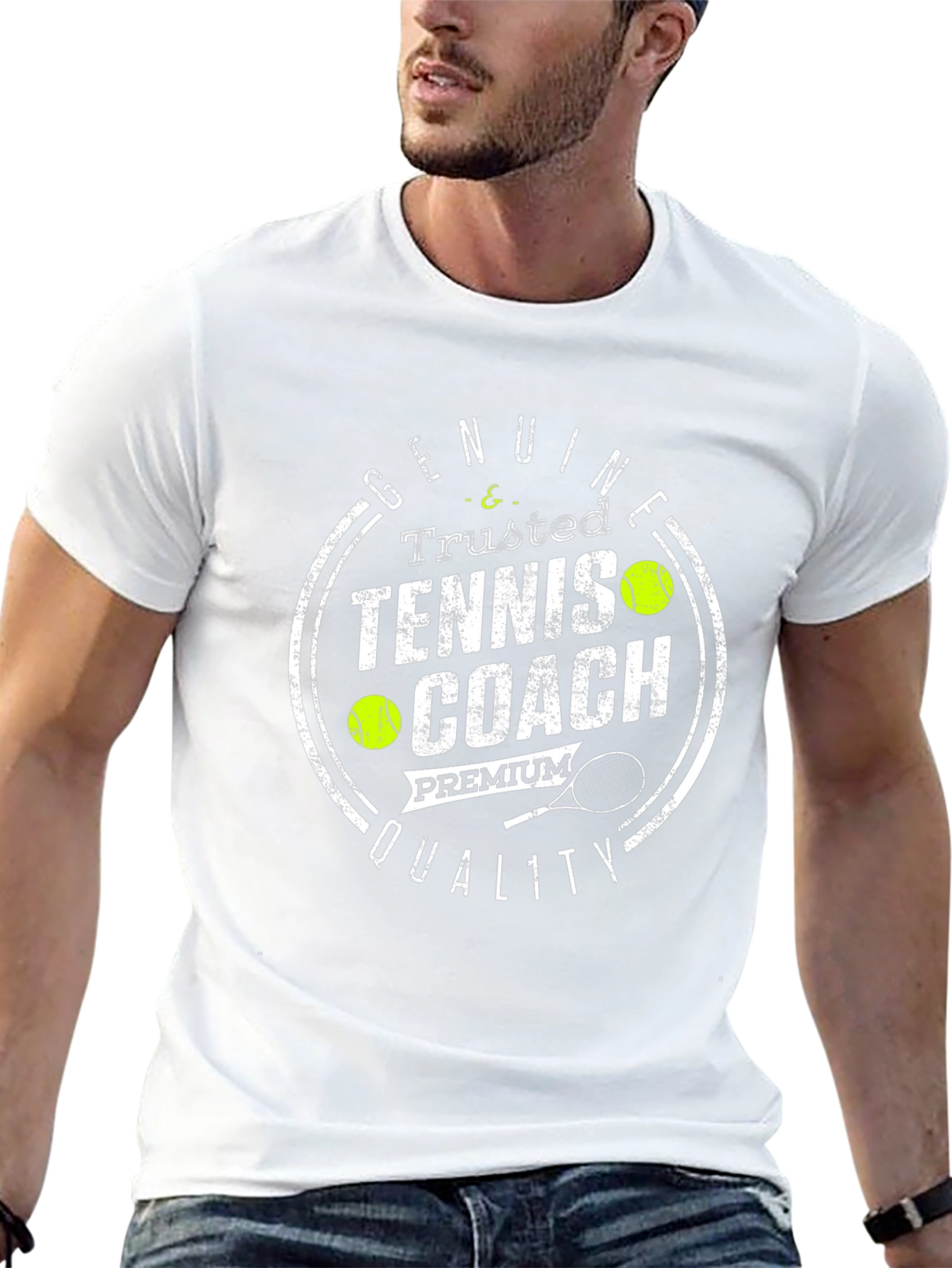 Camiseta Negra Entrenador de Tenis Premium