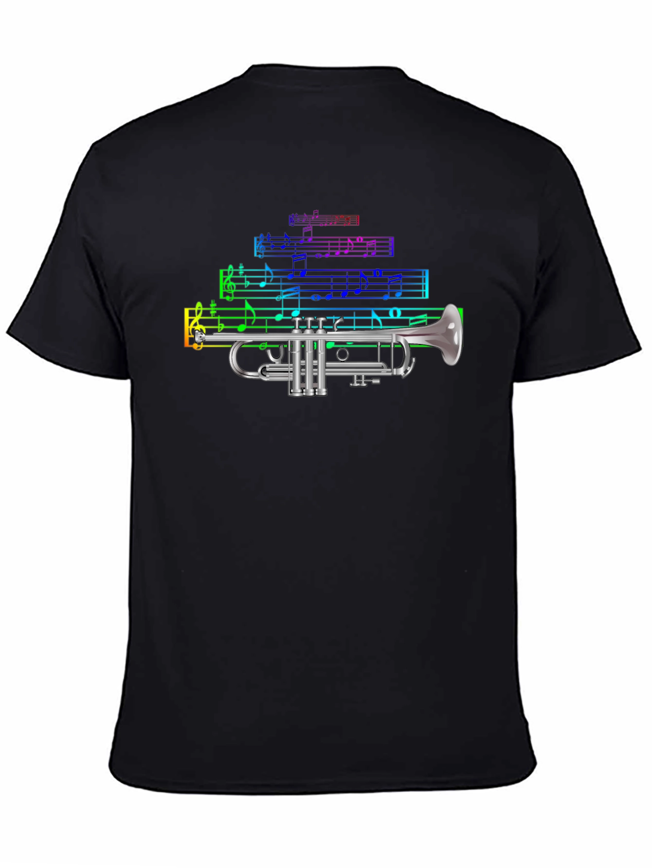Camiseta Negra con Diseño de Trompeta Musical