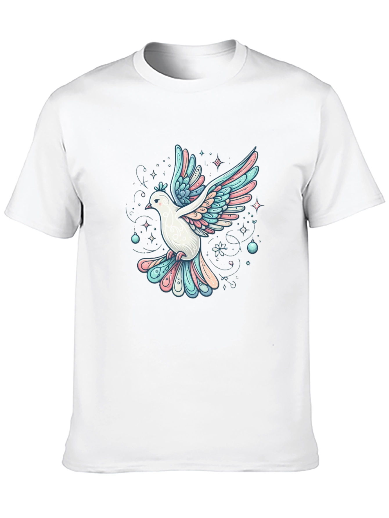 Camiseta Negra con Estampado de Paloma Artística
