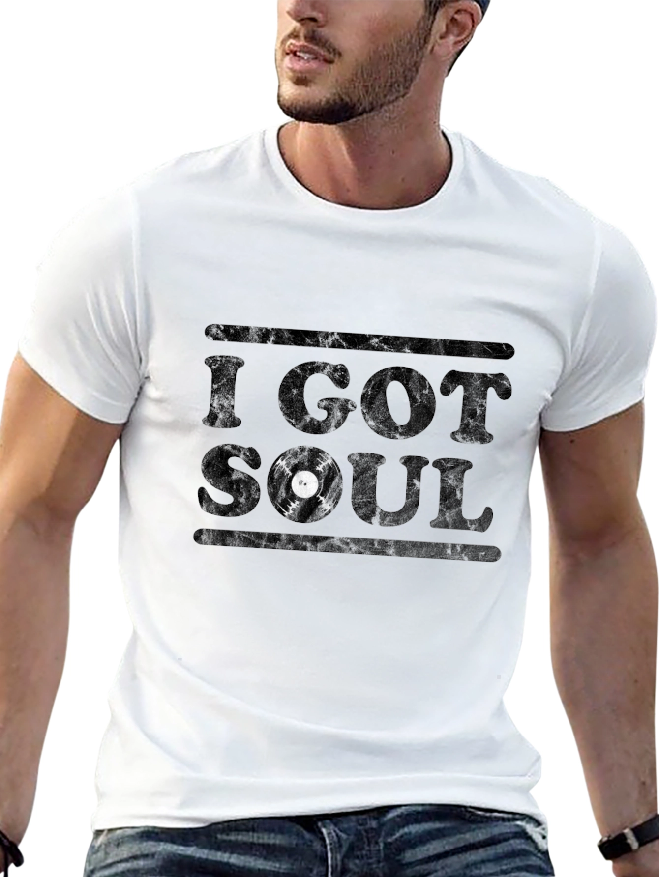 Camiseta Negra I Got Soul Diseño Vinilo