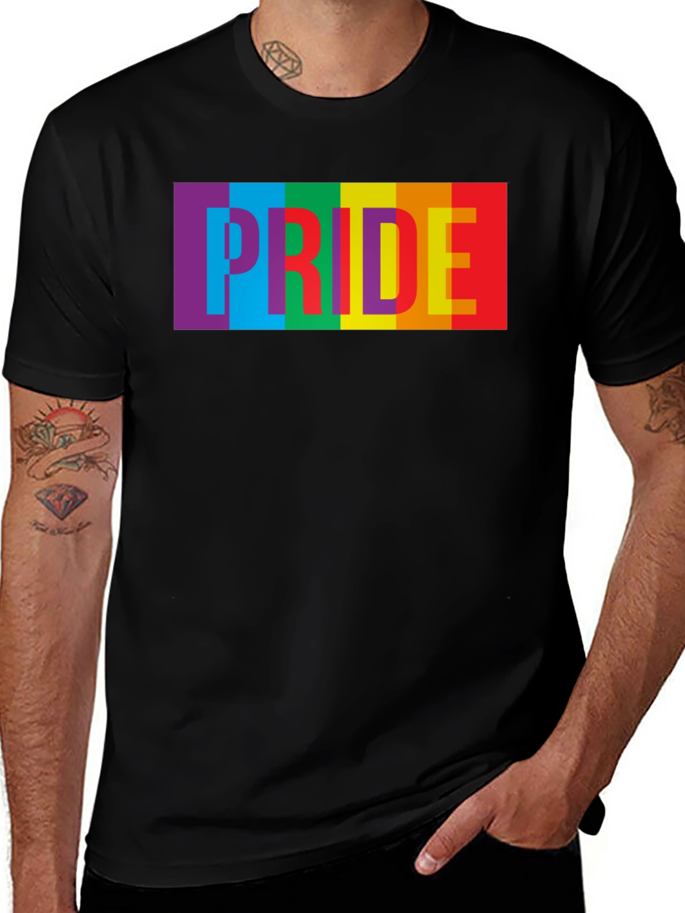Camiseta Negra Orgullo LGBT Rainbow