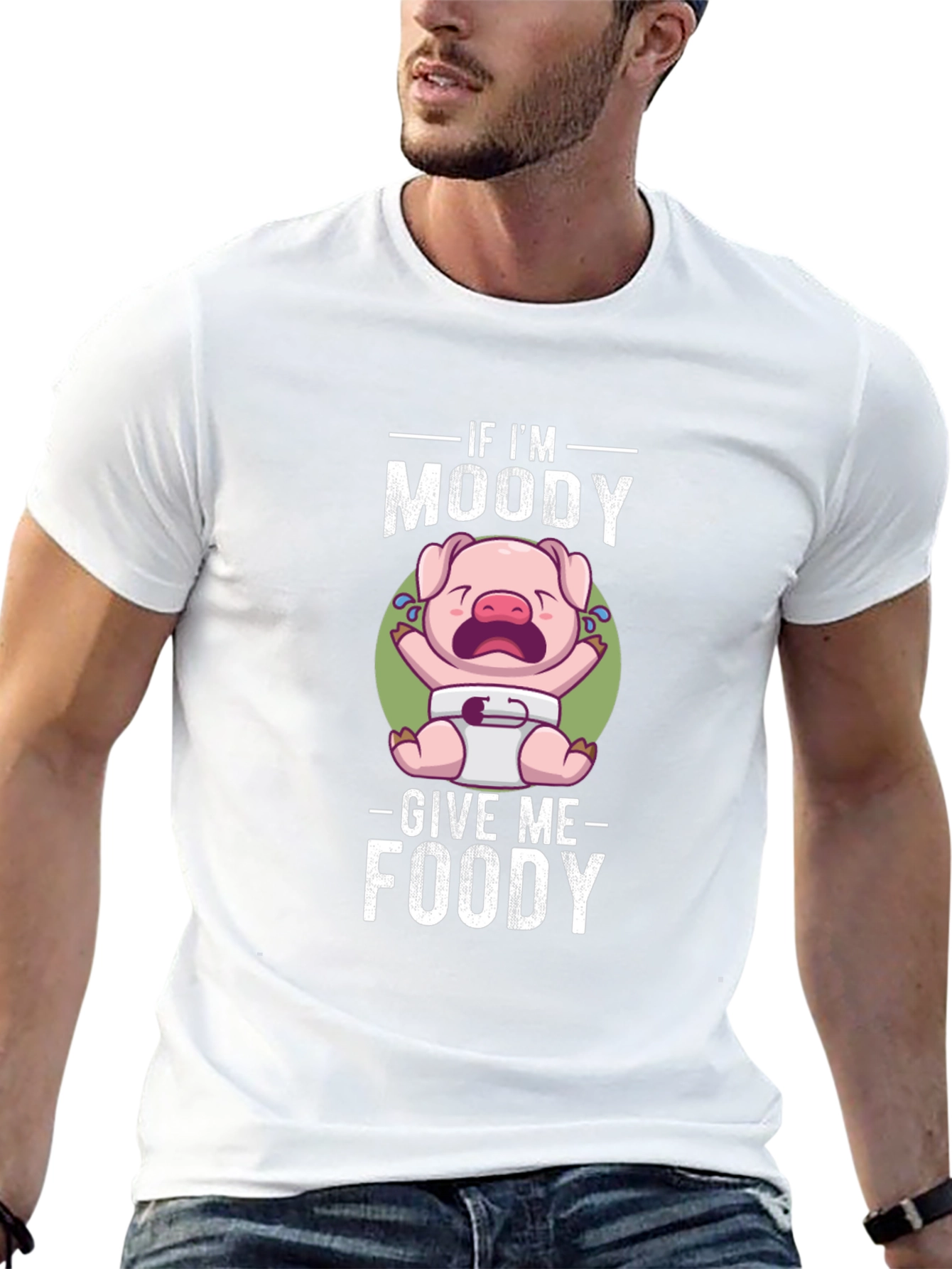 Camiseta Negra Si Estoy Moody Dame Foody Cerdo Bebé