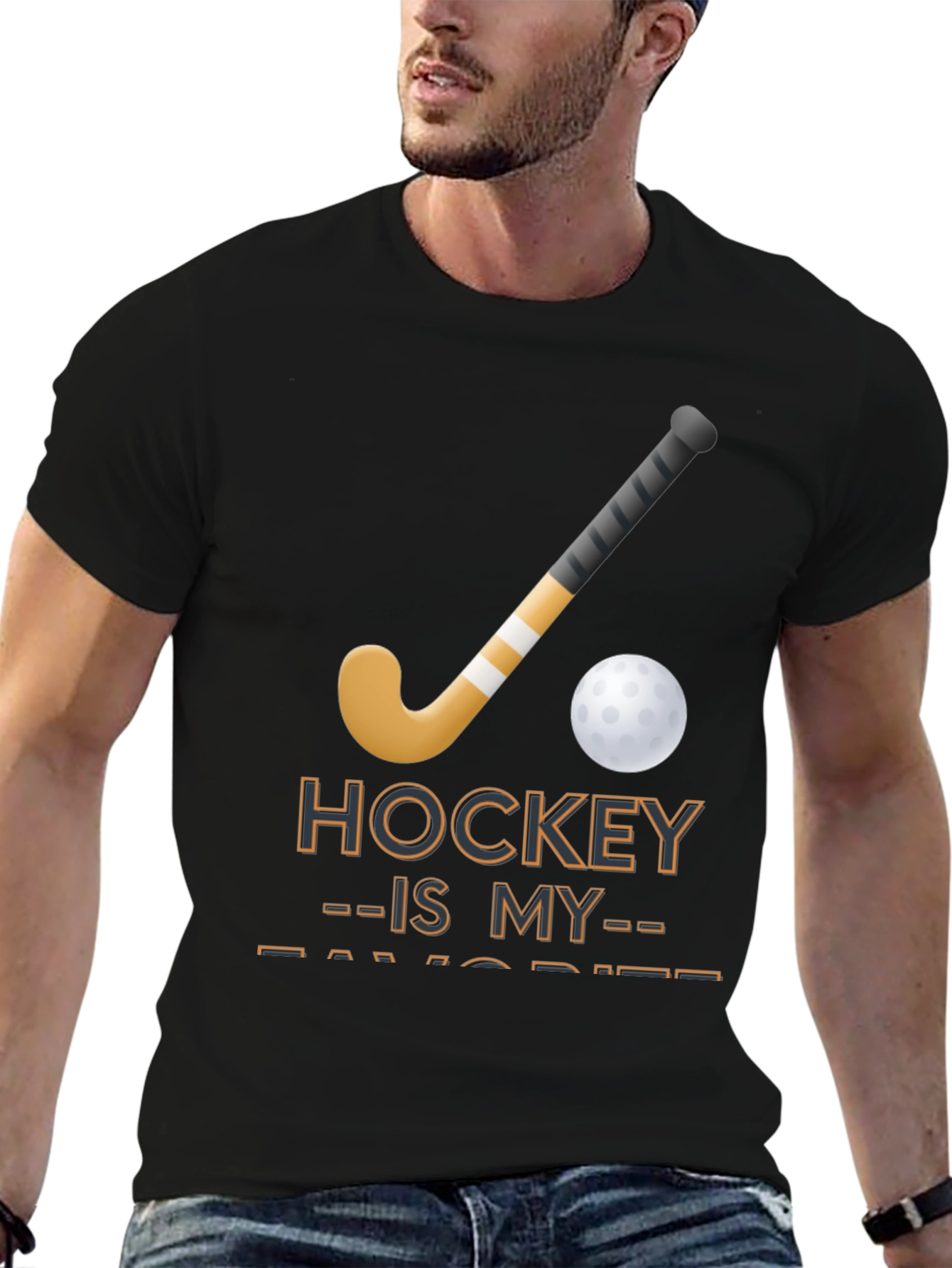 Camiseta Negra con Diseño de Hockey