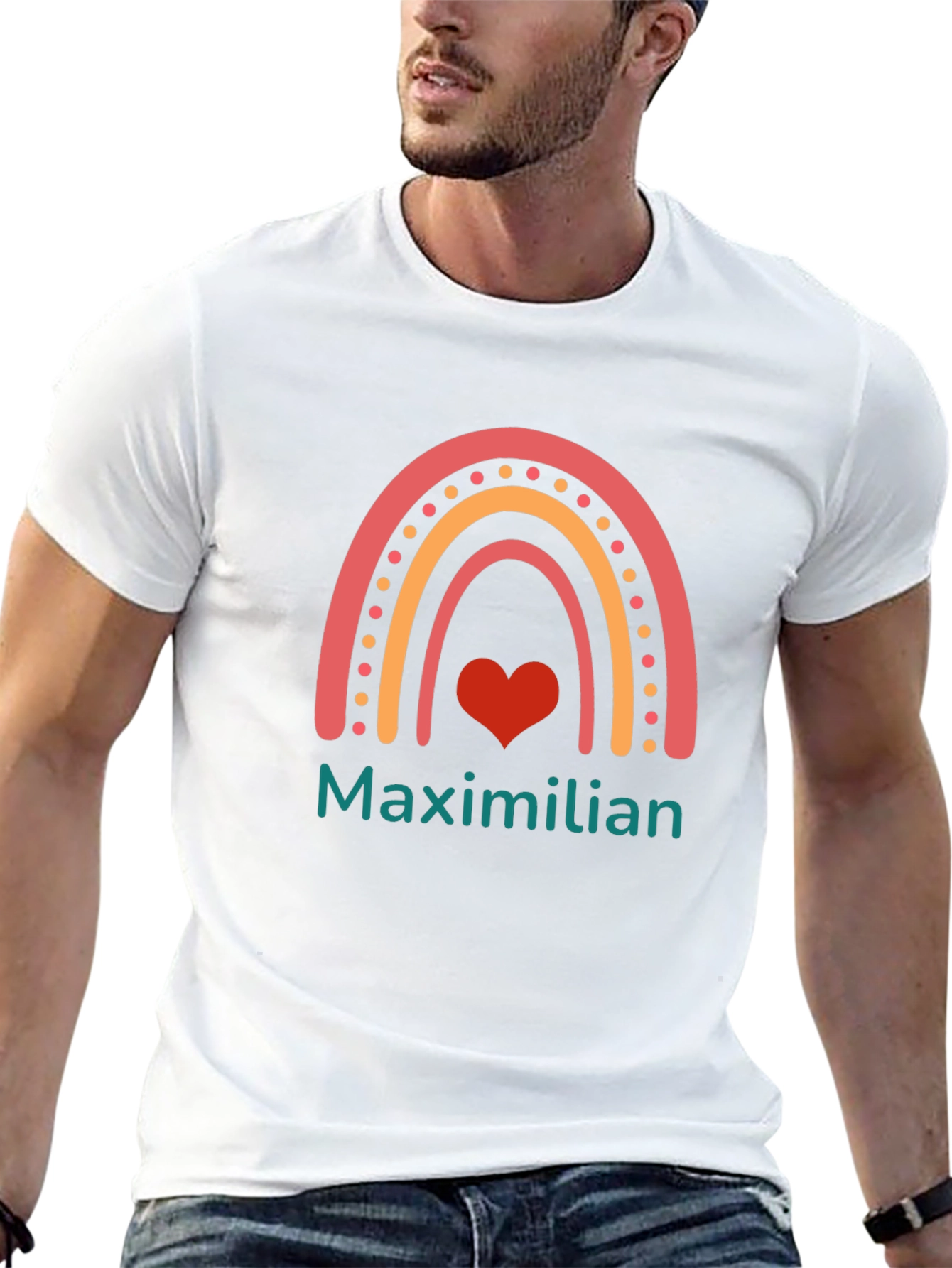 Camiseta Negra con Diseño de Arcoíris Maximilian
